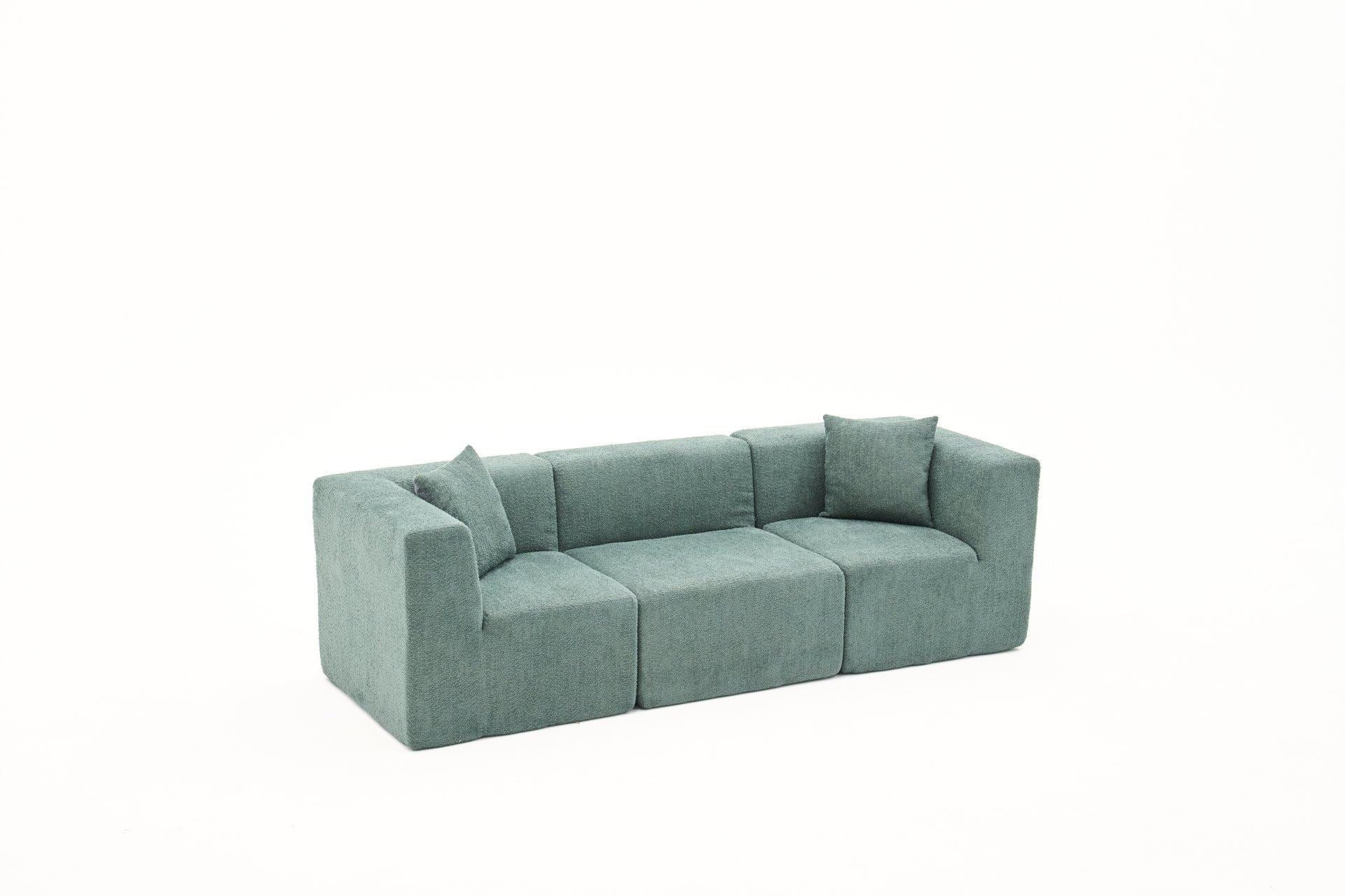 Sofá de 3 Lugares – 245x70x85 cm – Verde – Chenille