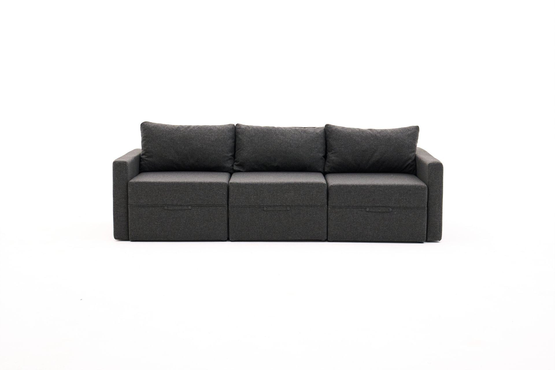 Sofá-cama de 3 lugares – 230 cm x 110 cm – Antracite – Madeira de fir