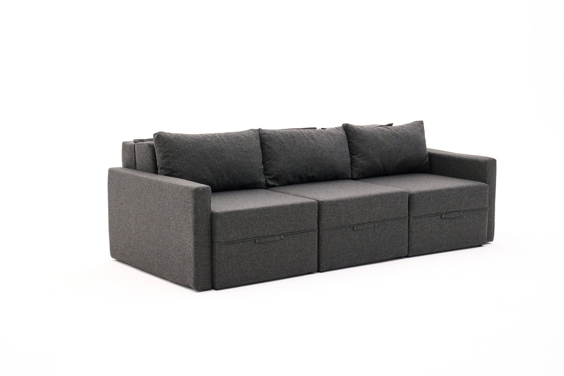 Sofá-cama de 3 lugares – 230 cm x 110 cm – Antracite – Madeira de fir