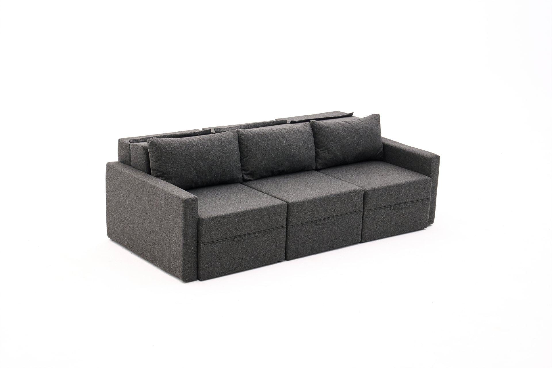 Sofá-cama de 3 lugares – 230 cm x 110 cm – Antracite – Madeira de fir