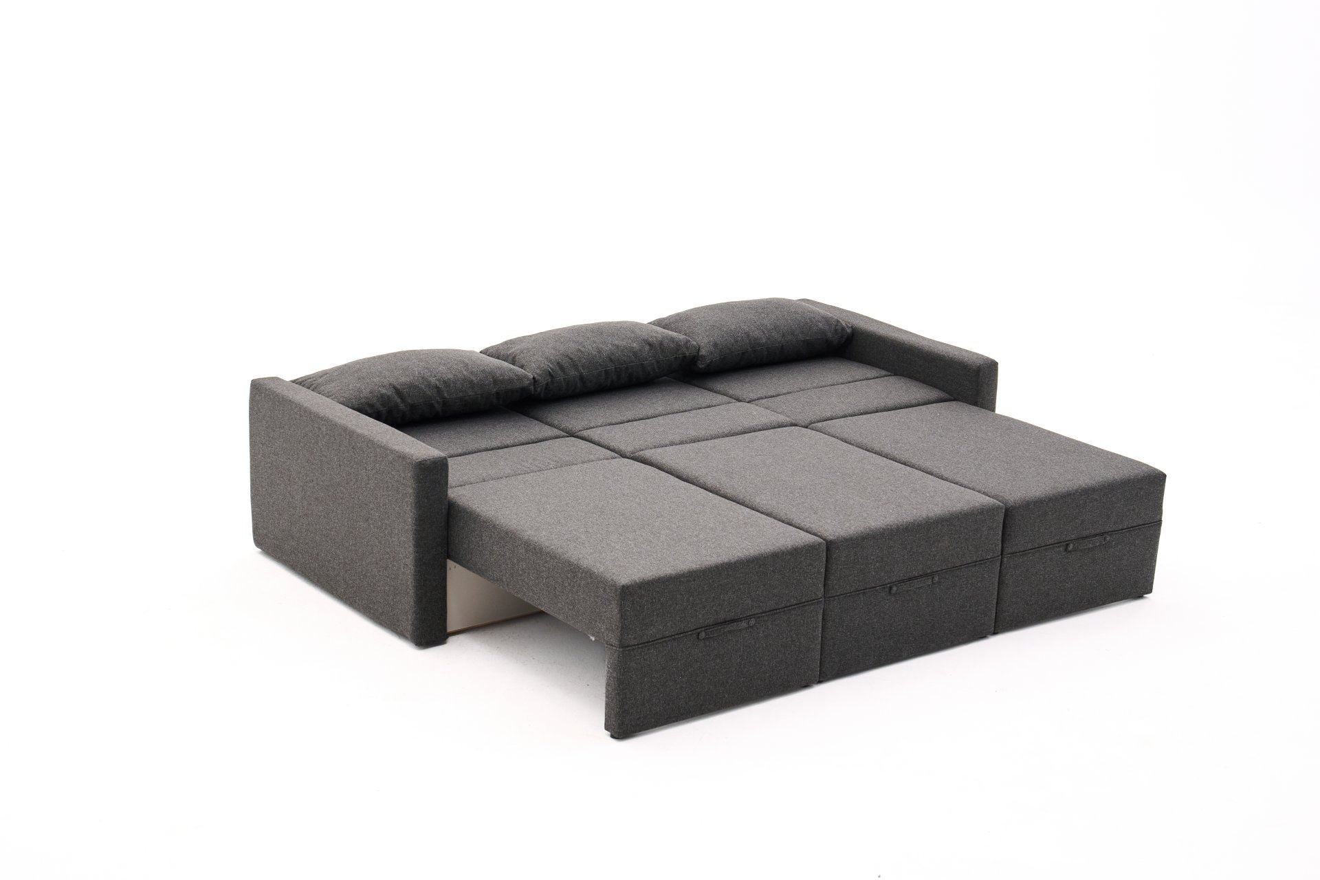 Sofá-cama de 3 lugares – 230 cm x 110 cm – Antracite – Madeira de fir