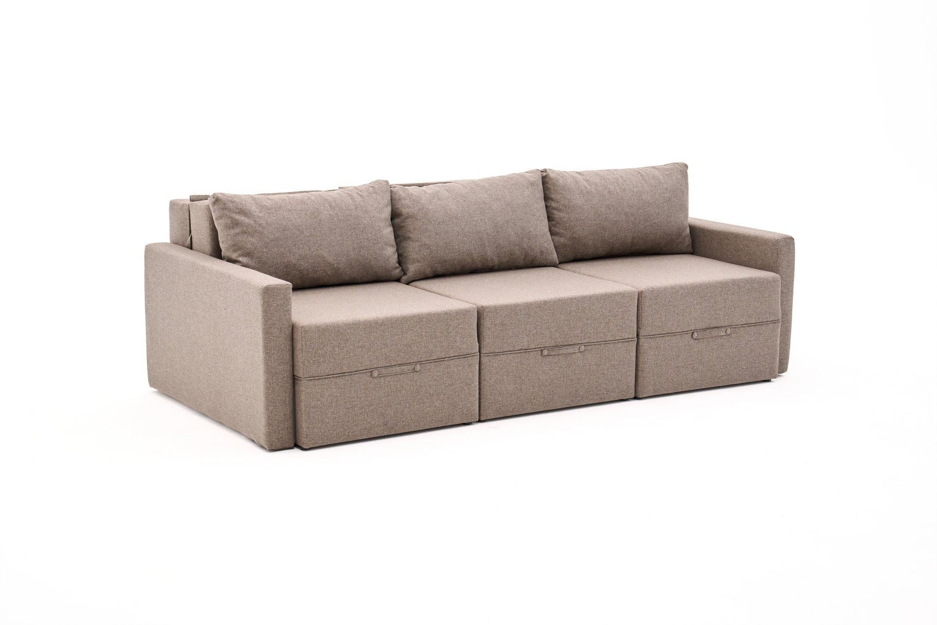 Sofá-cama de 3 lugares – 200 x 186 cm – Marrom – Madeira