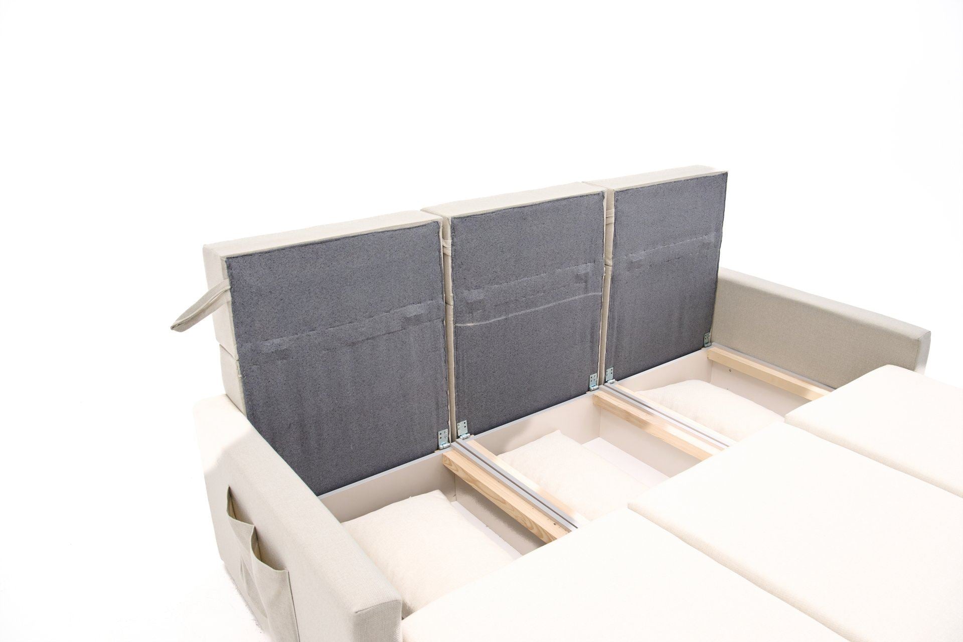 Sofá-cama de 3 lugares – 200 x 186 cm – Marrom – Madeira