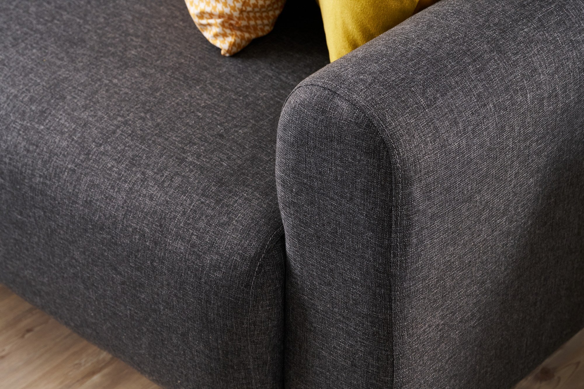 Conjunto de sofá elegante em antracite (3 peças), estrutura em formato de árvore, 100% poliéster, 220 cm e 95 cm | Espuma confortável de 28 DNS, perfeita para salas de estar modernas