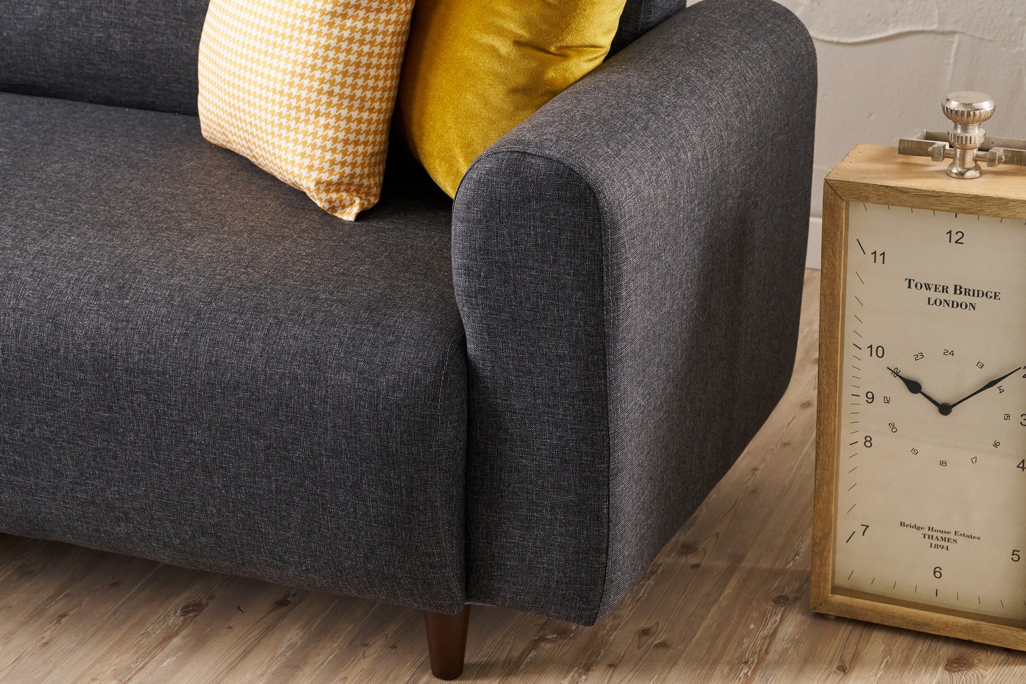 Conjunto de sofá elegante em antracite (3 peças), estrutura em formato de árvore, 100% poliéster chenille, 3 lugares: 220 x 87 x 70 cm, 1 lugar: 95 x 87 x 70 cm | Design confortável e moderno