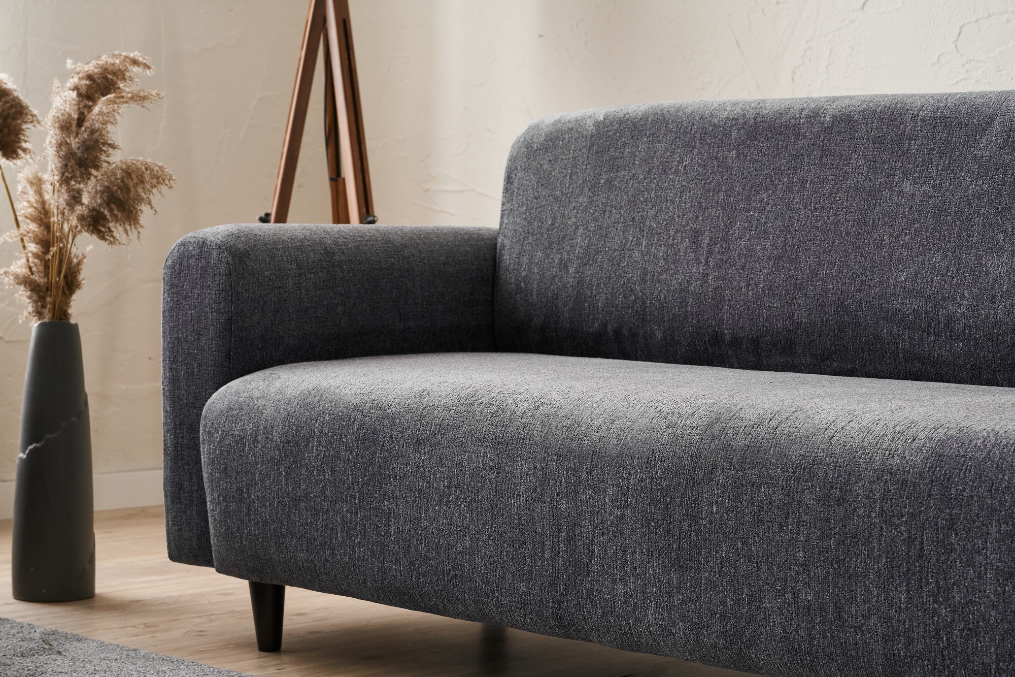 Conjunto de sofá cinza elegante (3 peças), estrutura em formato de árvore, tecido chenille | 3 lugares: 220 x 70 x 87 cm, 1 lugar: 95 x 70 x 87 cm | Design confortável e moderno para sala de estar