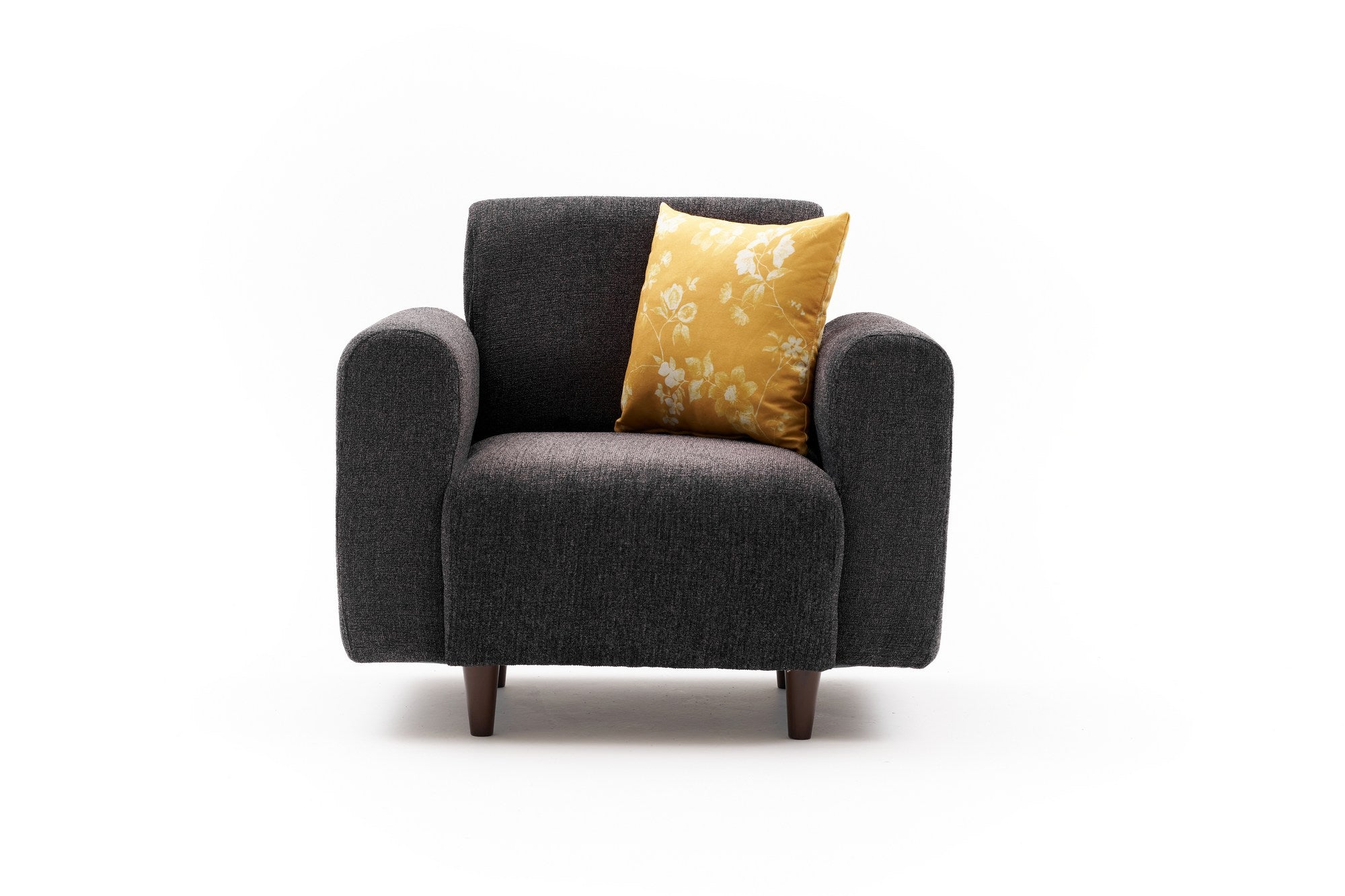 Poltrona elegante de 1 lugar, antracite, 95 x 87 x 70 cm | Estrutura de abeto durável, chenille 100% poliéster, espuma 28 DNS | Perfeito para salas de estar modernas e espaços aconchegantes