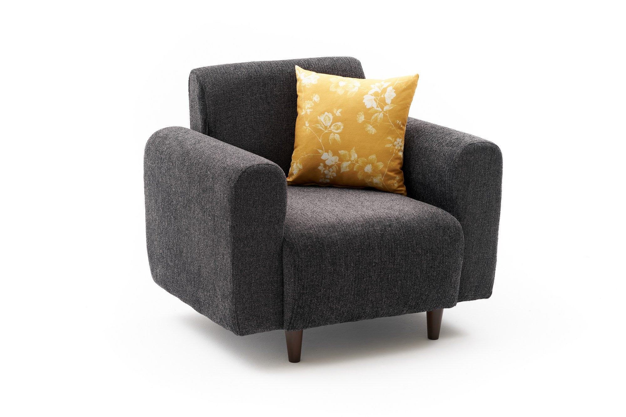 Poltrona elegante de 1 lugar, antracite, 95 x 87 x 70 cm | Estrutura de abeto durável, chenille 100% poliéster, espuma 28 DNS | Perfeito para salas de estar modernas e espaços aconchegantes