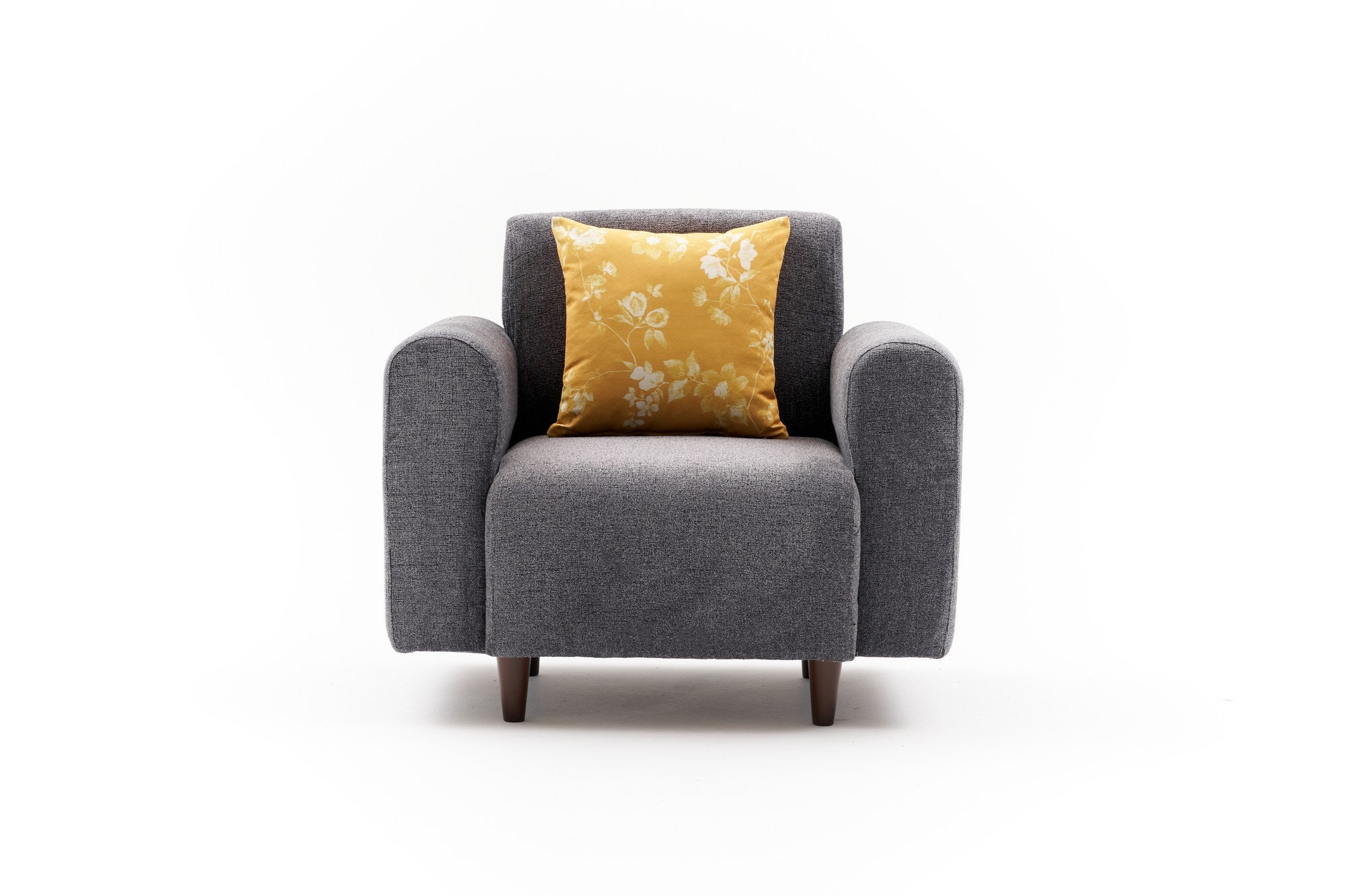 Poltrona elegante de 1 lugar, tecido chenille cinza, 95 x 87 x 70 cm | Estrutura em formato de árvore, espuma 28 DNS, pernas de plástico | Perfeito para salas de estar modernas e espaços aconchegantes