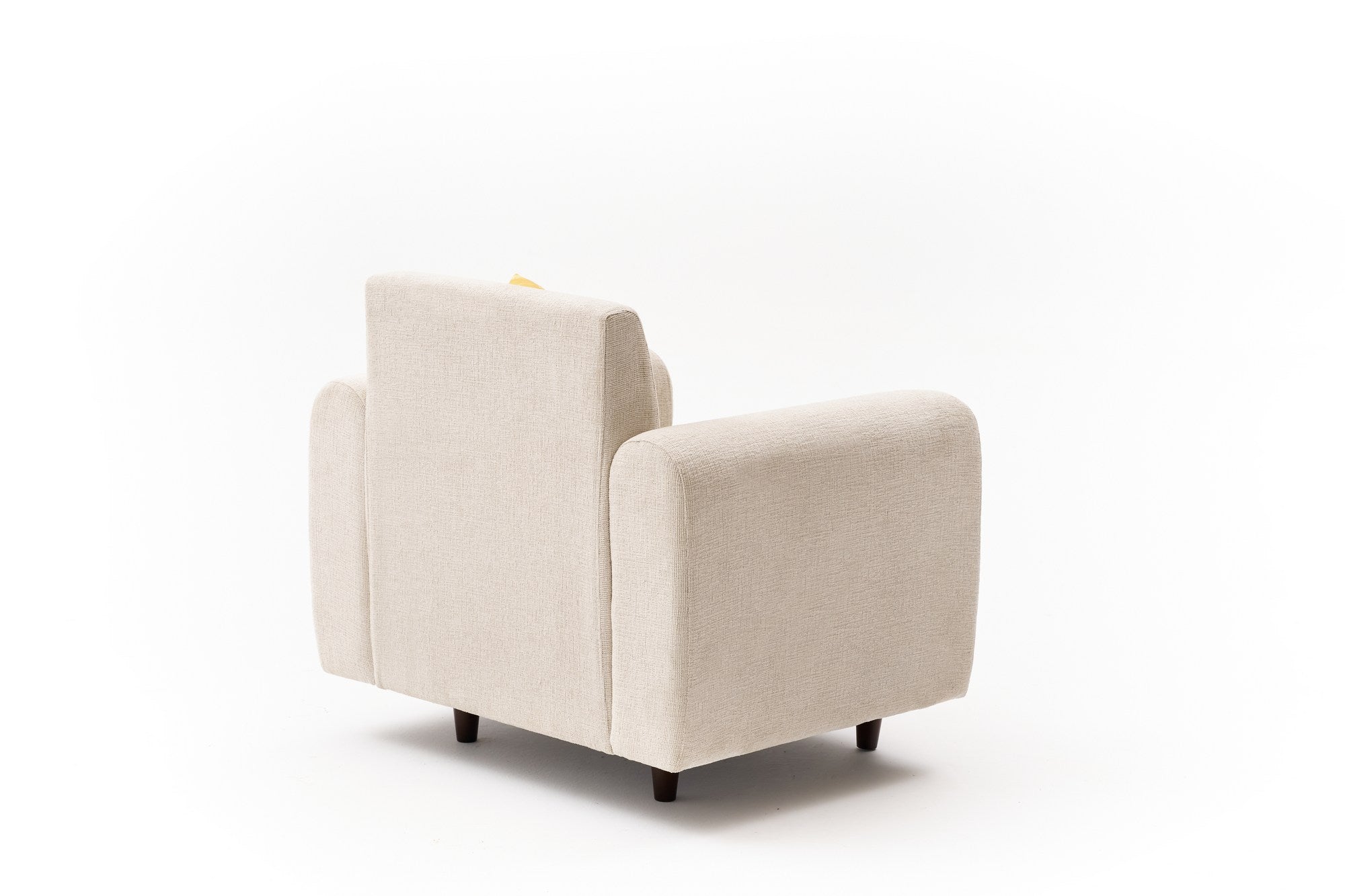 Poltrona creme de 1 lugar, estrutura em formato de árvore, tecido chenille 100% poliéster | 95 x 87 x 70 cm | Espuma DNS 28 confortável, pernas de plástico elegantes | Perfeito para espaços modernas