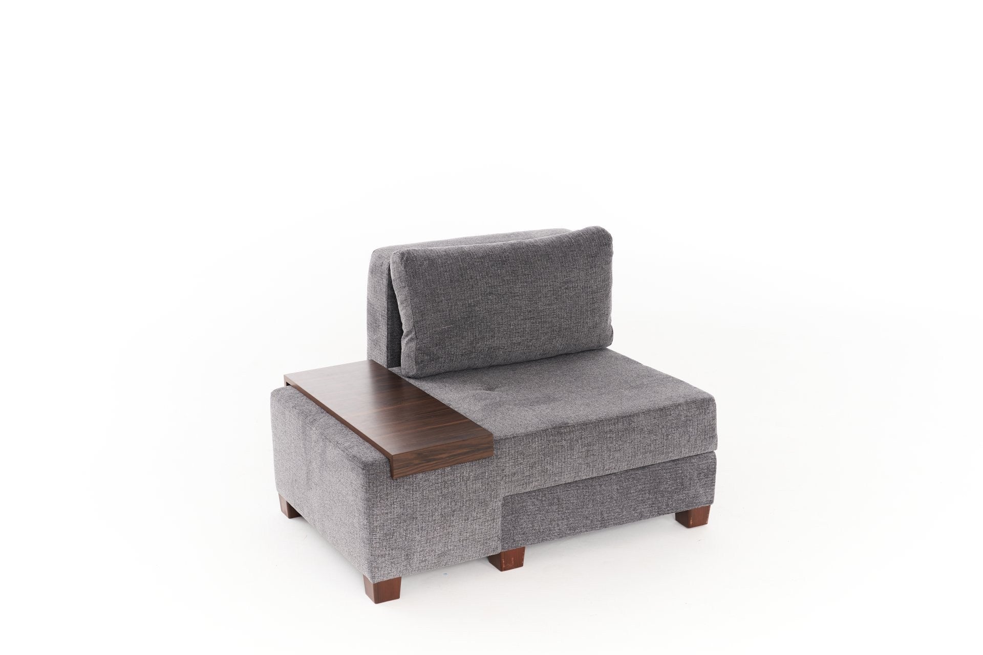 Sofá-cama de 1 lugar – 116 cm x 93 cm – Cinza – Madeira e Tecido 100% Chenille