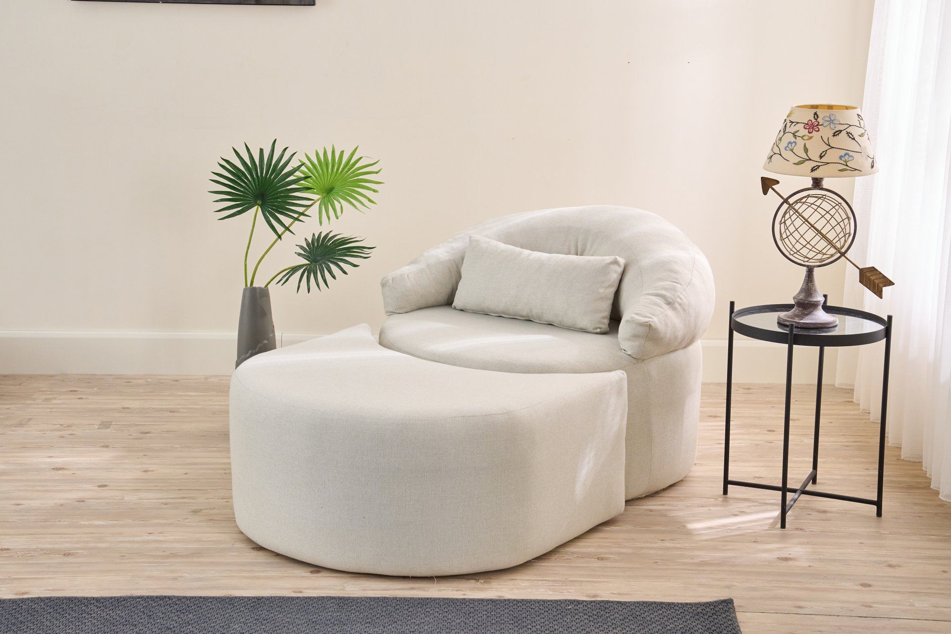Poltrona-cama de 1 lugar - 100 cm - Creme - 100% Poliéster