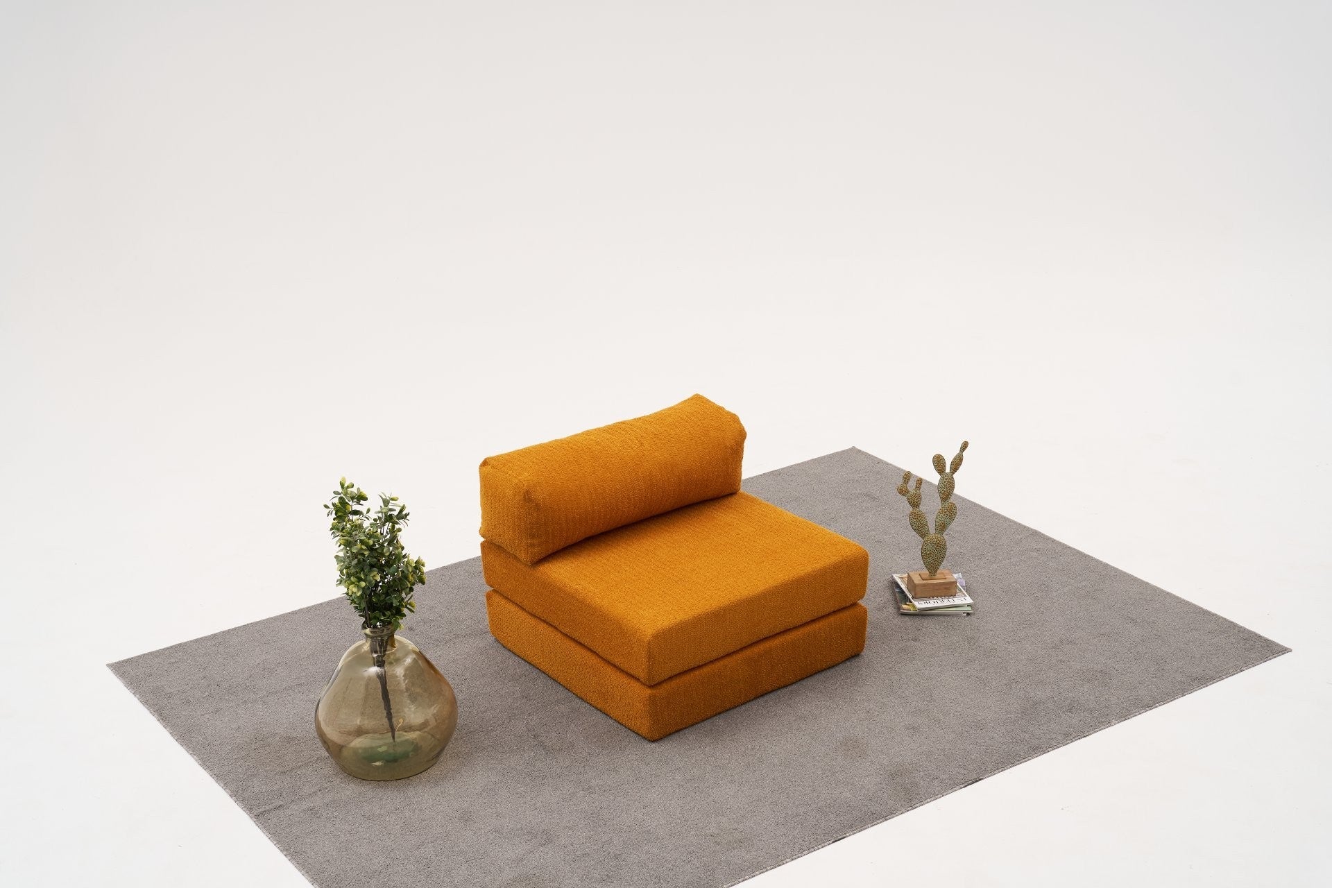 Poltrona – 95 x 75 x 95 cm – laranja – tecido chenille