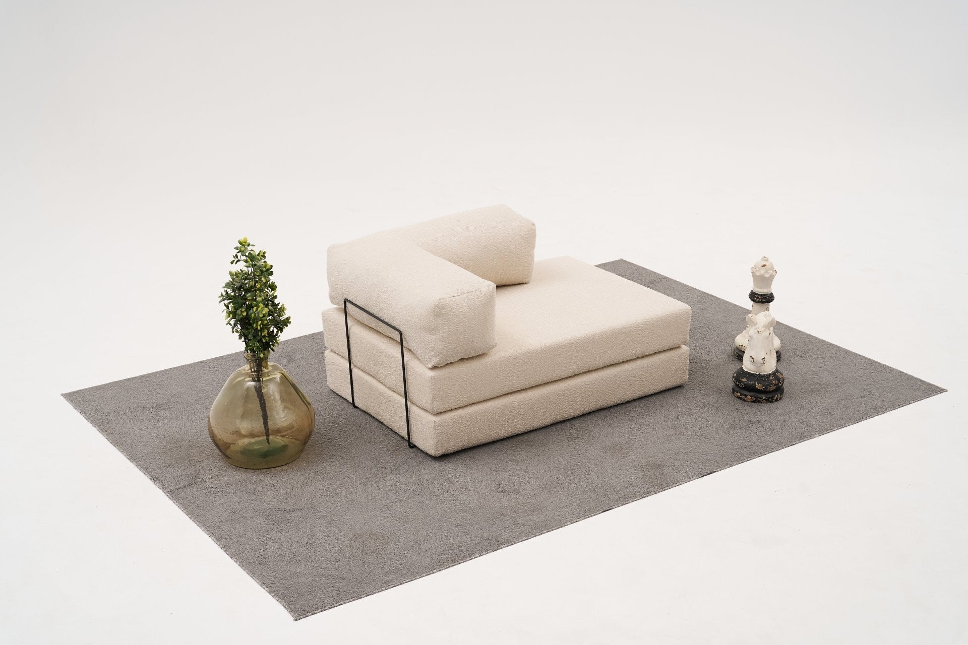 Sofá elegante de 2 lugares – 140 x 95 x 75 cm – Creme – Tecido Chenille