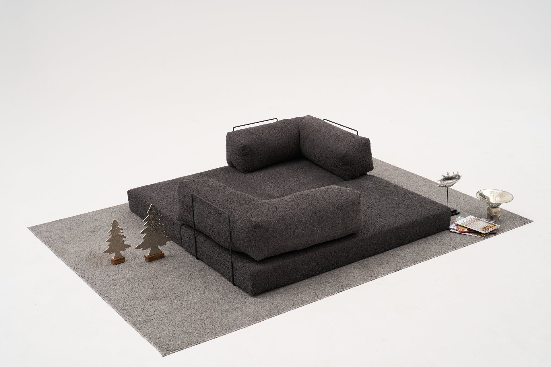 Sofá de 3 Lugares – 190x75x95 cm – Antracite – 100% Chenille