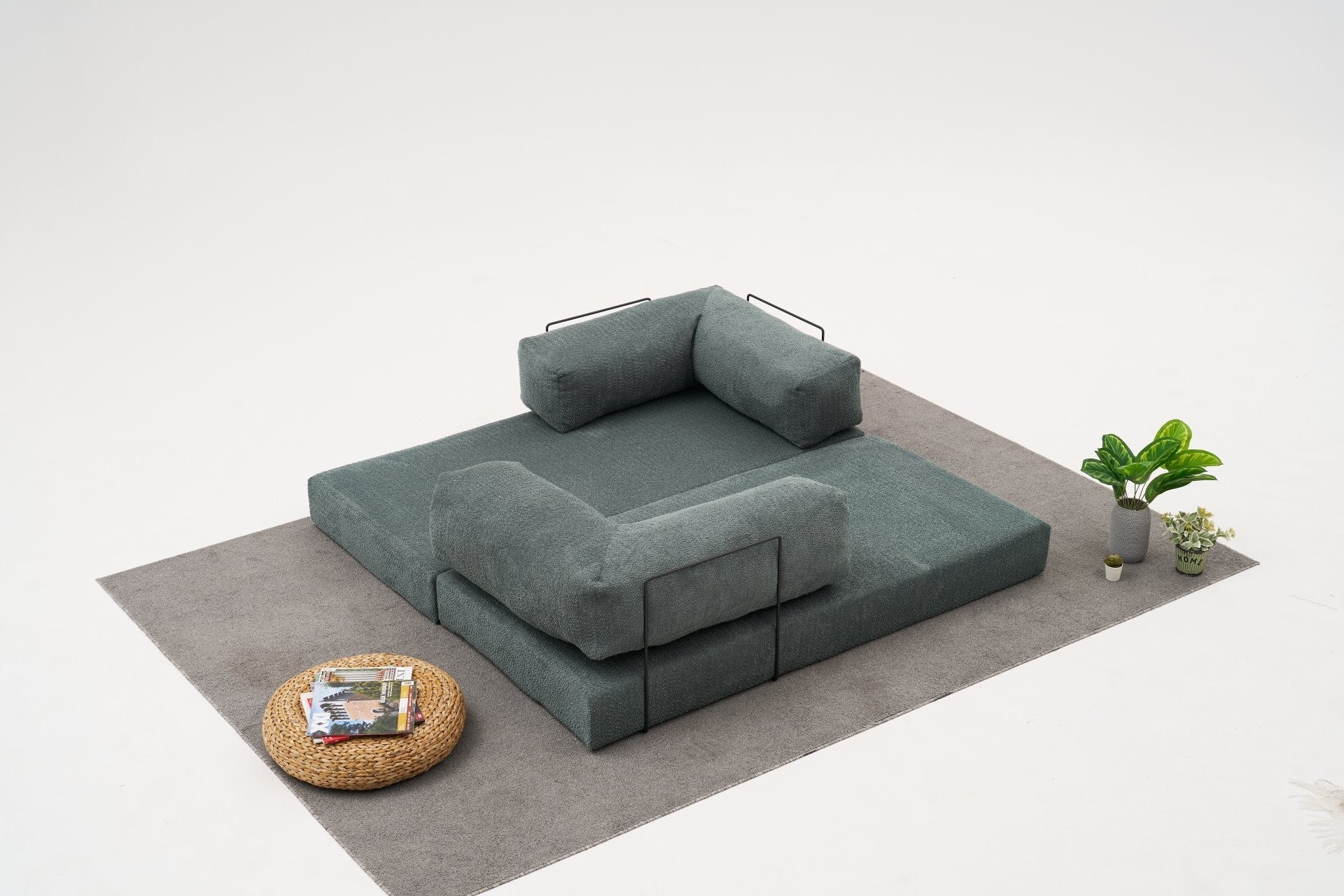 Sofá de 3 Lugares – 190x75x95 cm – Verde – 100% Chenille