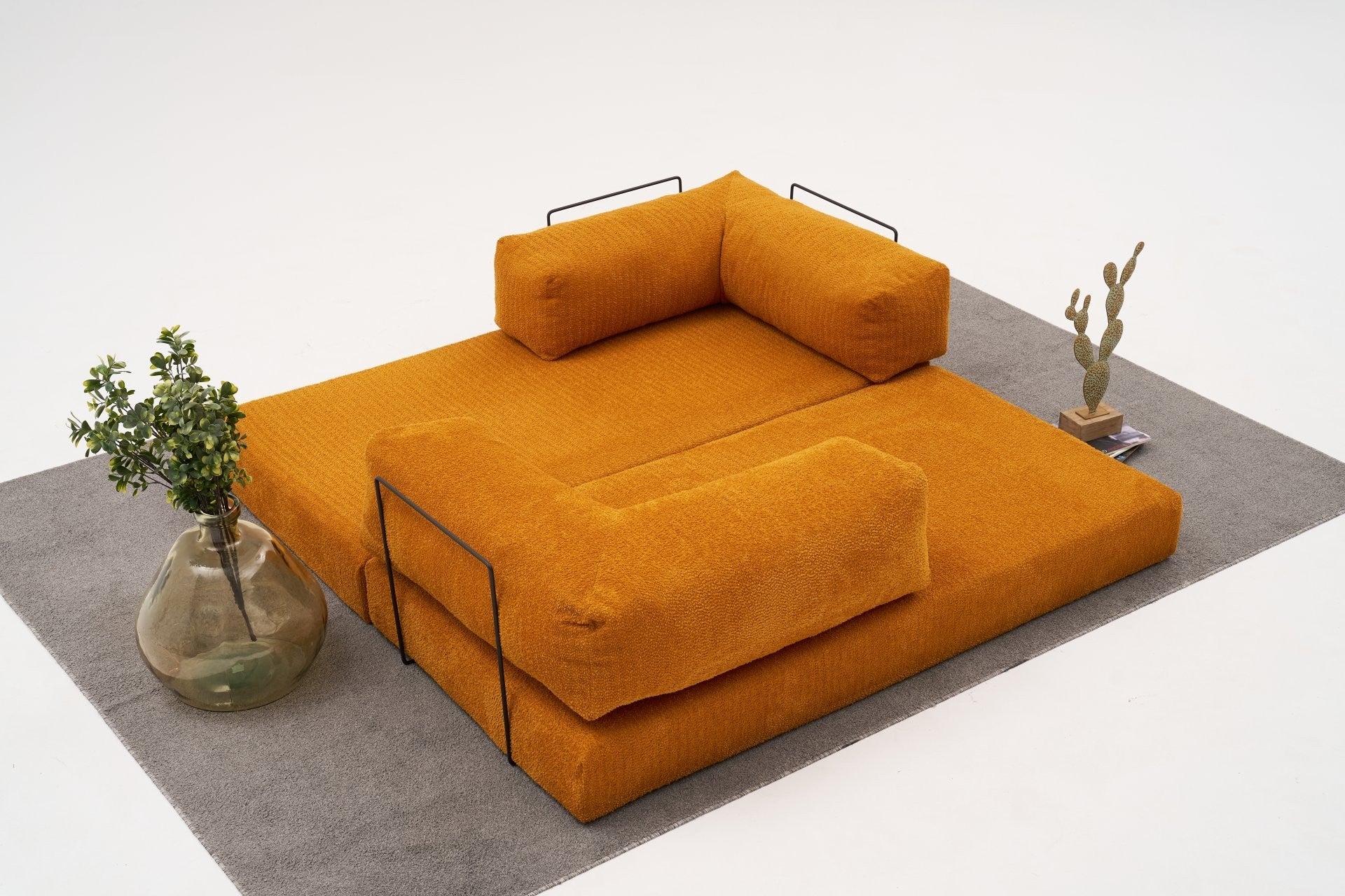 Sofá de 3 Lugares – 190x75x95 cm – Laranja – Chenille