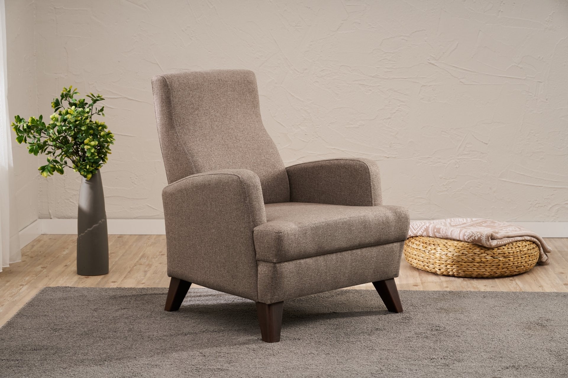 Poltrona elegante de 1 lugar – 76 x 91 x 87 cm – castanho – madeira