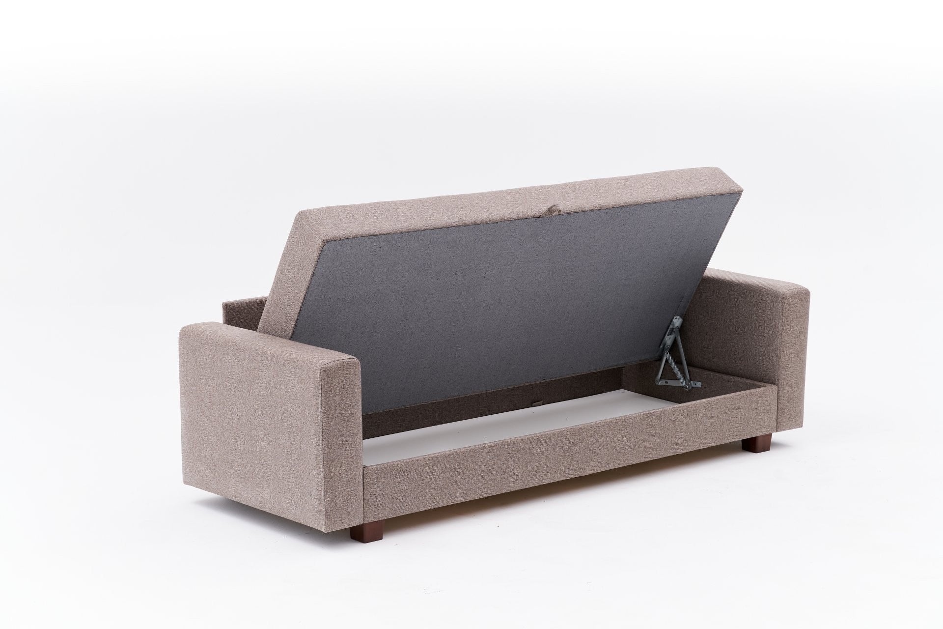 Sofá-Cama de 3 lugares – 220 cm x 80 cm – Marrom – Madeira e tecido 100% poliéster