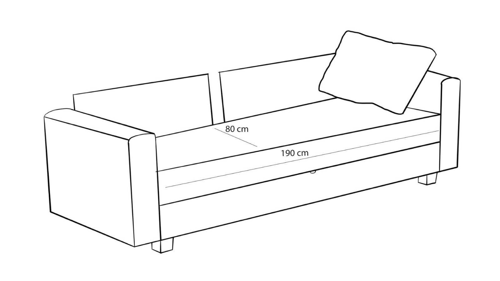 Sofá-Cama de 3 lugares – 220 cm x 80 cm – Marrom – Madeira e tecido 100% poliéster