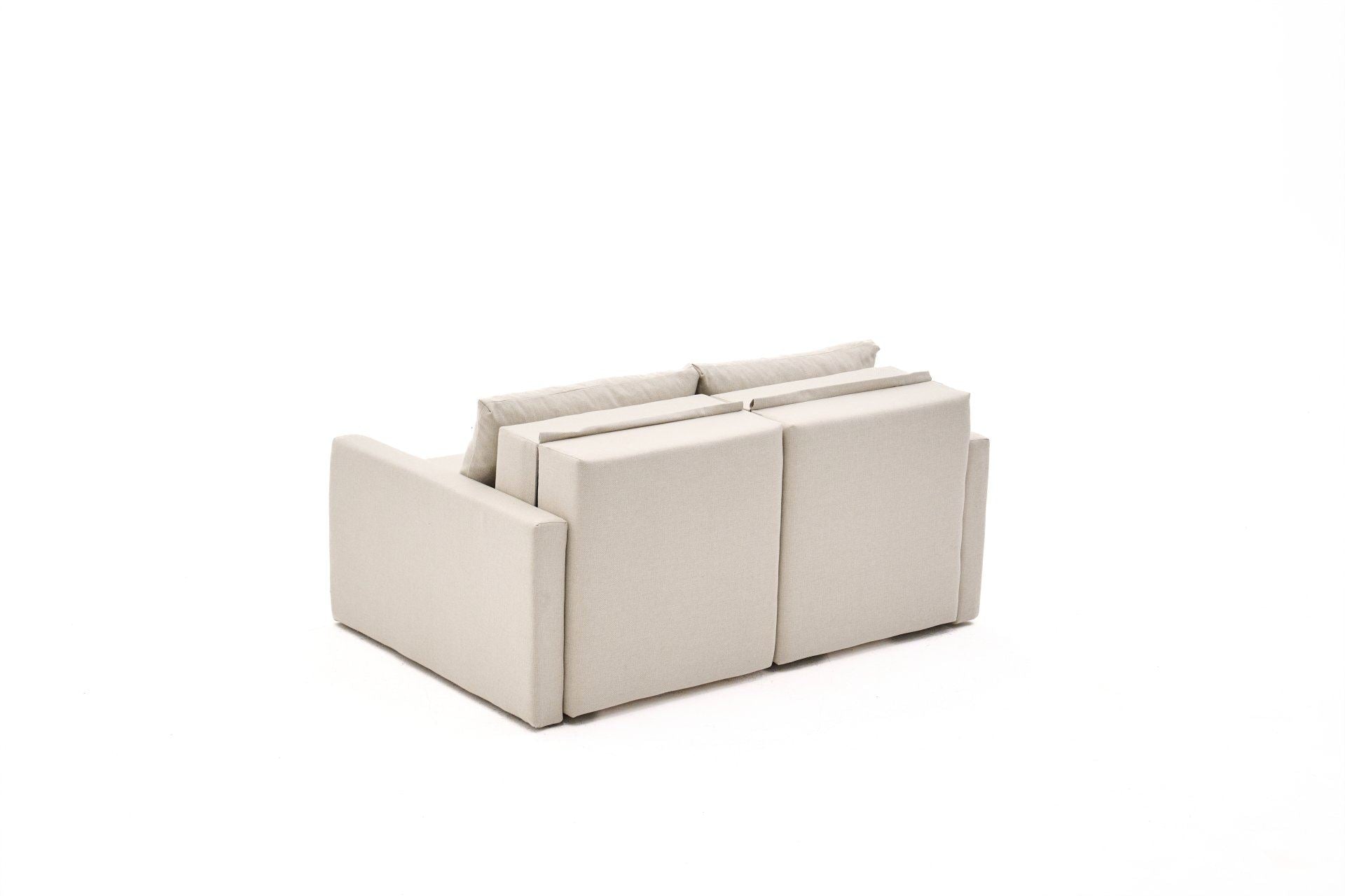 Sofá-Cama de 2 lugares - 155 cm - Creme - Madeira e Poliéster