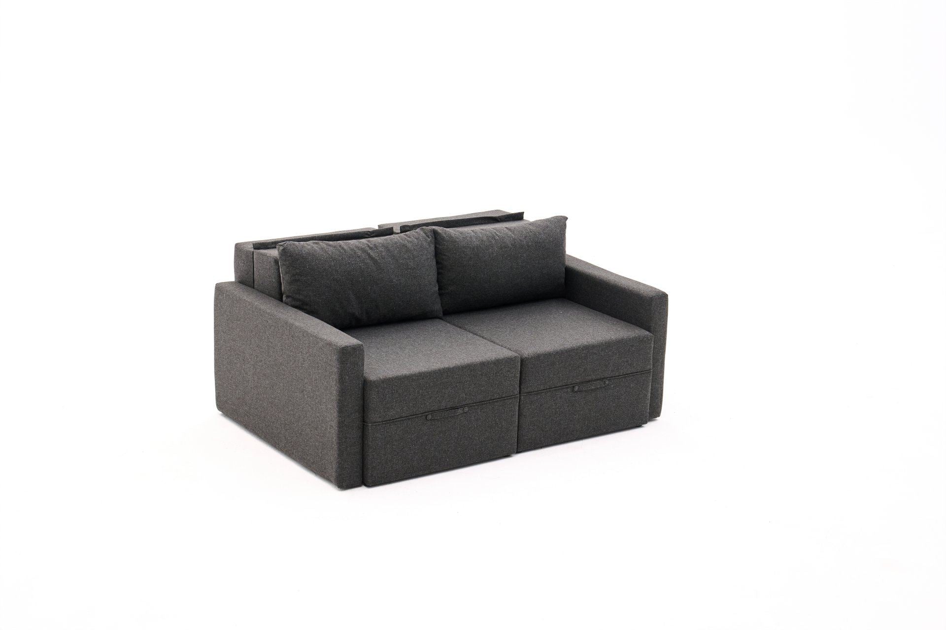 Sofá-cama de 2 lugares – 155 cm x 72 cm x 110 cm – Antracite – Madeira de Fir e Poliéster