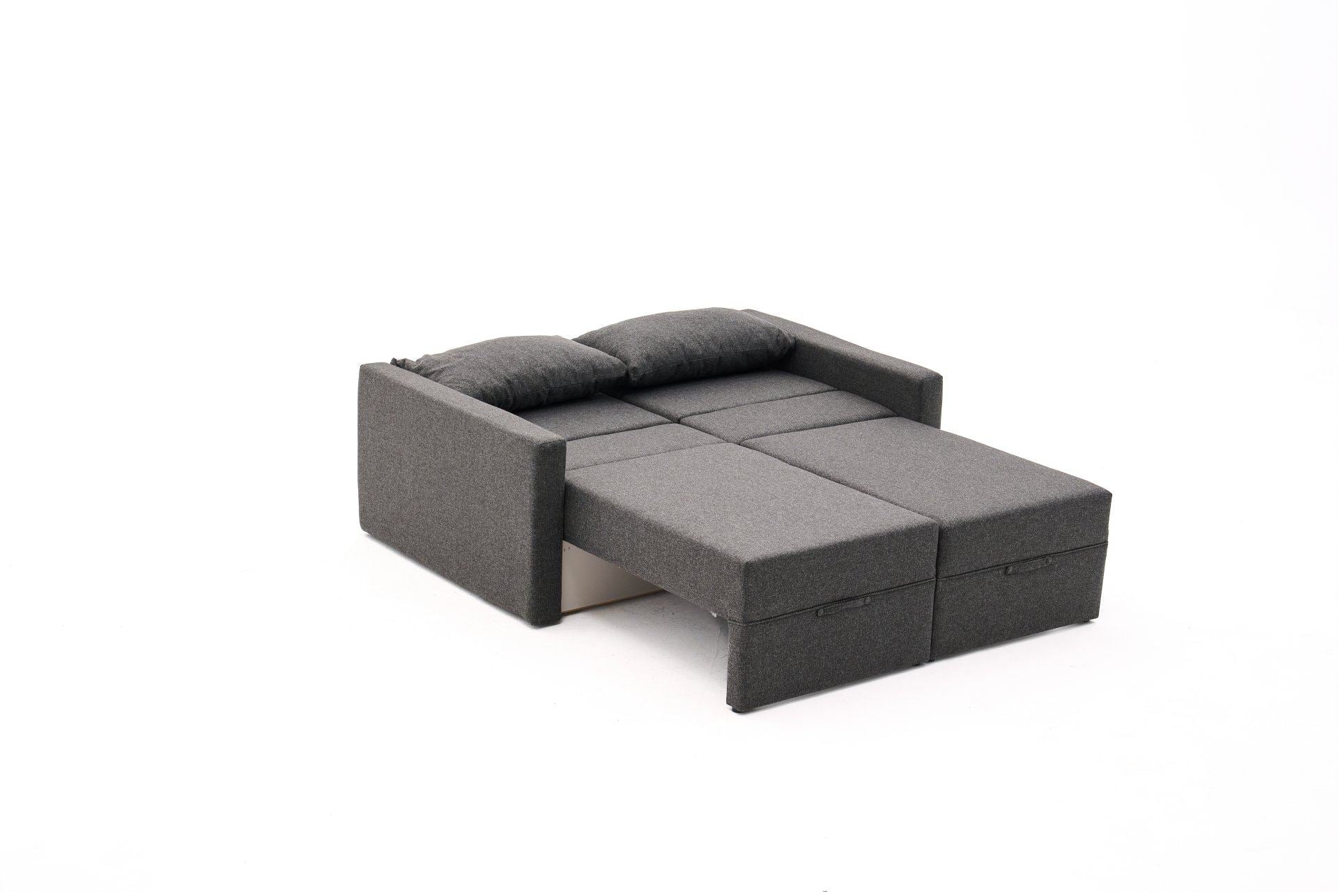 Sofá-cama de 2 lugares – 155 cm x 72 cm x 110 cm – Antracite – Madeira de Fir e Poliéster