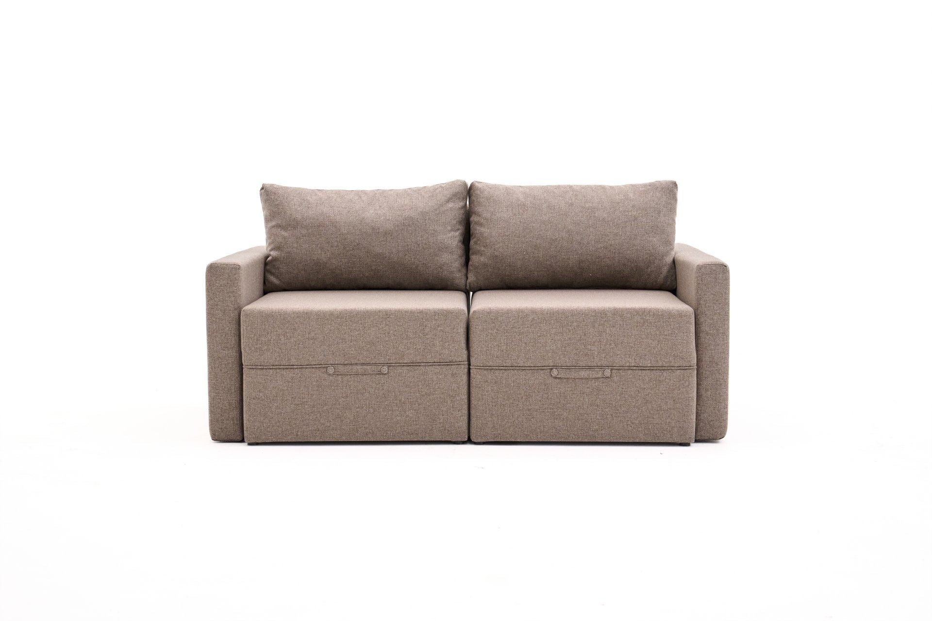 Sofá-cama de 2 lugares – 155 cm x 72 cm x 110 cm – Marrom – Madeira de Fir