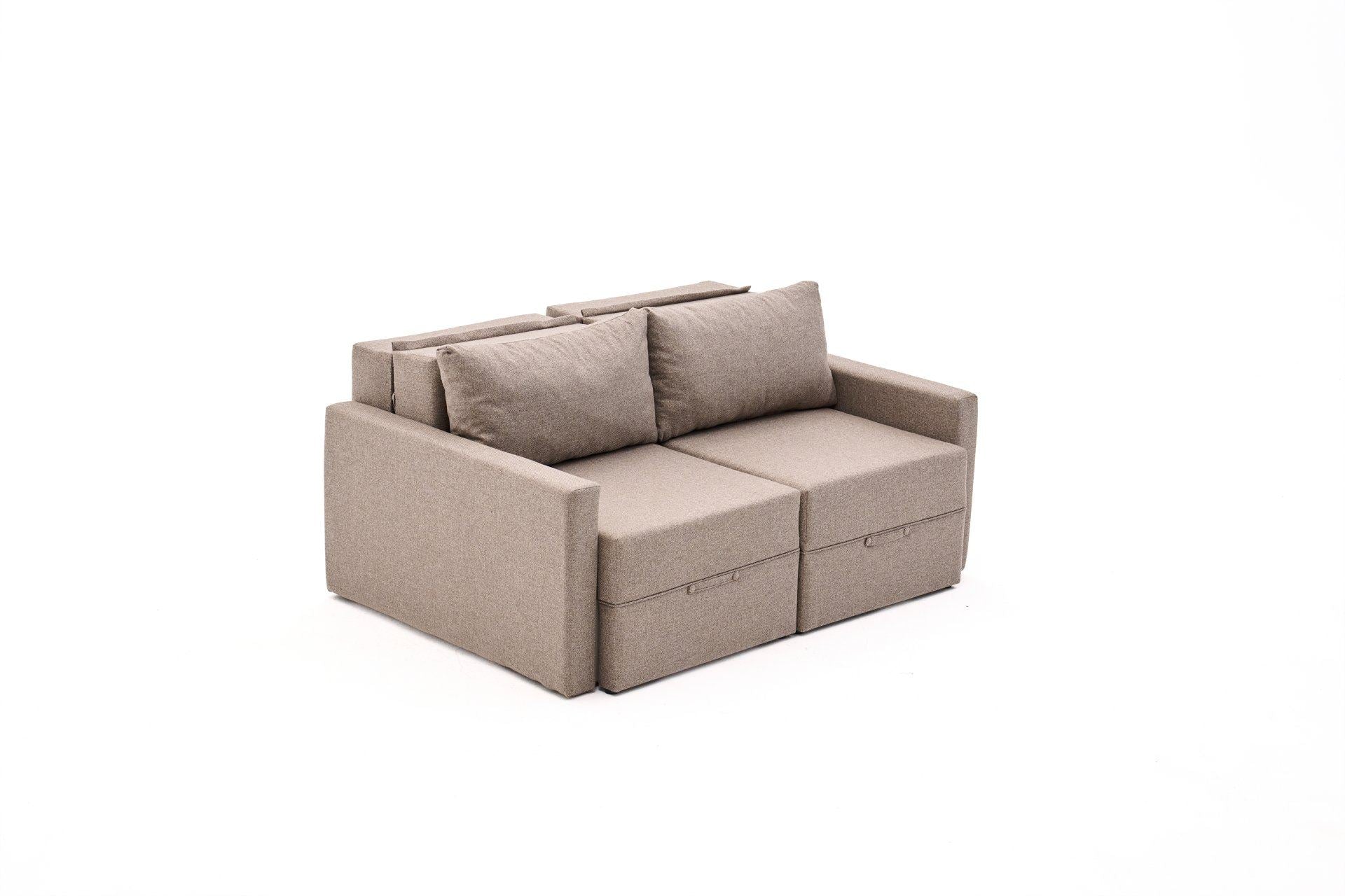 Sofá-cama de 2 lugares – 155 cm x 72 cm x 110 cm – Marrom – Madeira de Fir