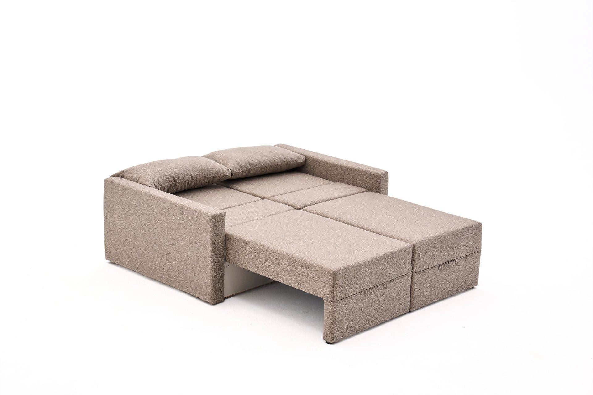 Sofá-cama de 2 lugares – 155 cm x 72 cm x 110 cm – Marrom – Madeira de Fir