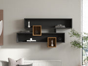 Prateleira de parede escandinava – 120 x 75 x 22 cm – Nogueira e Antracite – Melamina