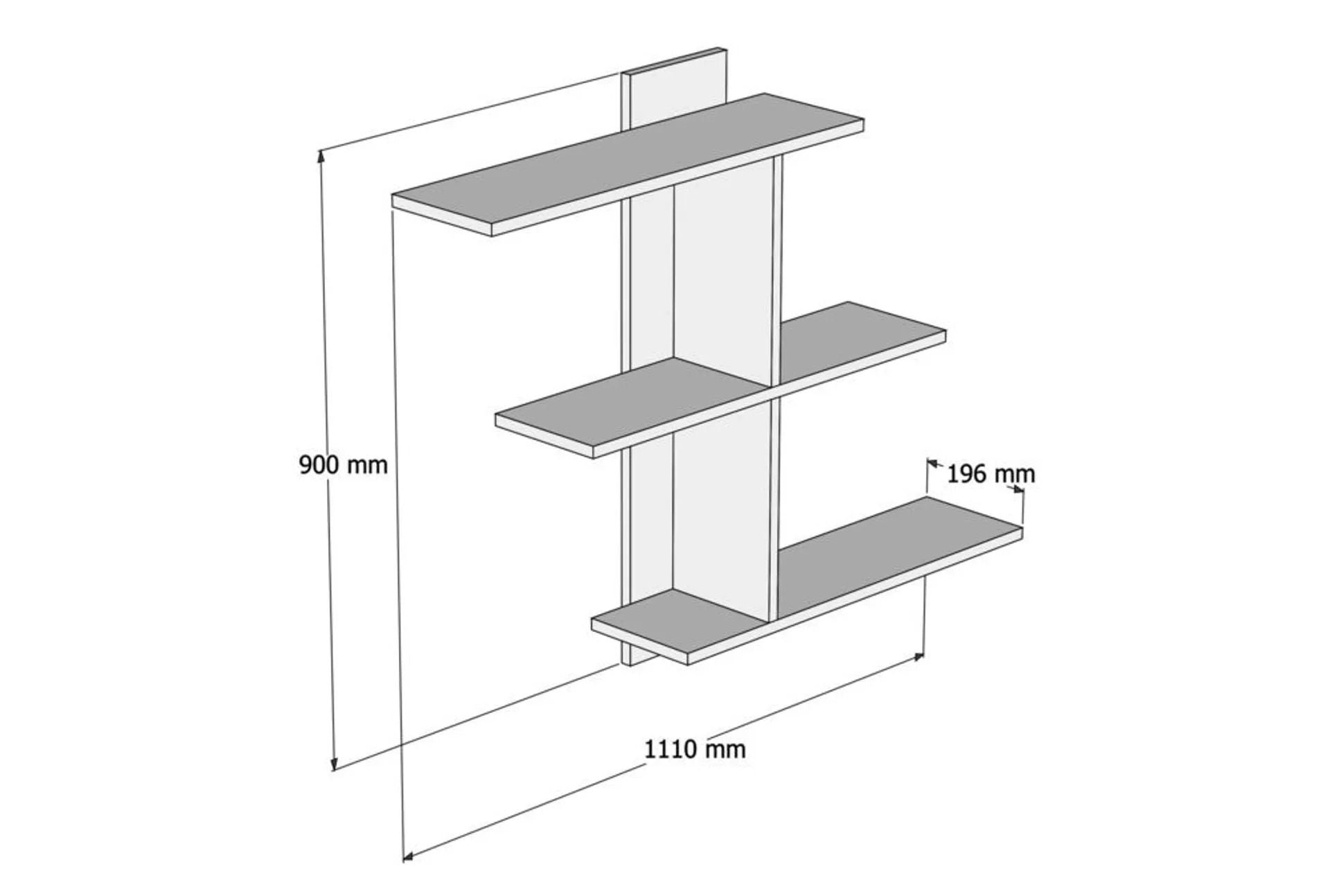 Prateleira de parede – 111cm x 90cm x 19,6cm – safira e antracite – painel de partículas