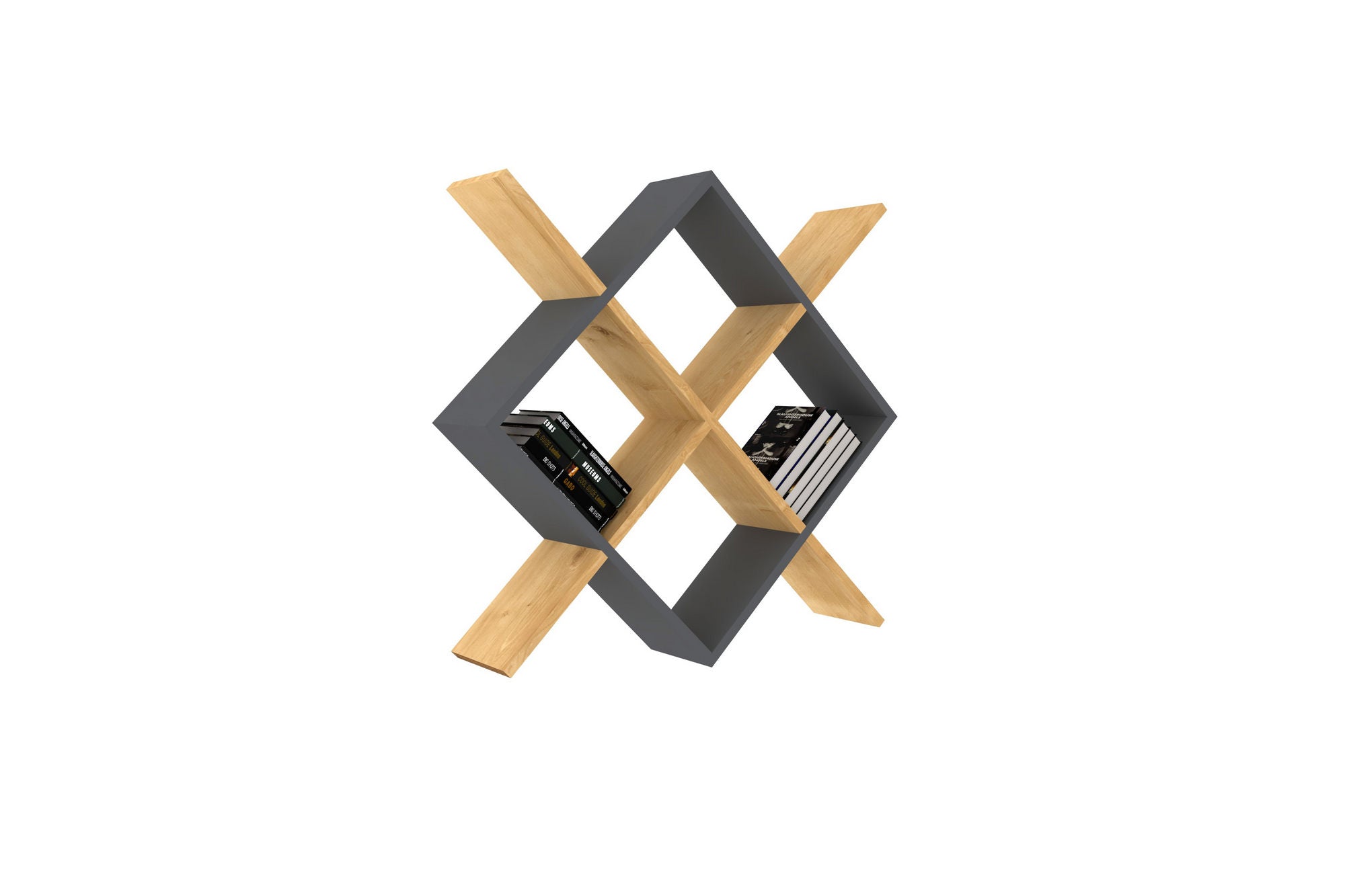 Prateleira de parede – 79cm x 79cm x 19,6cm – Antracite e Safira – Melamina