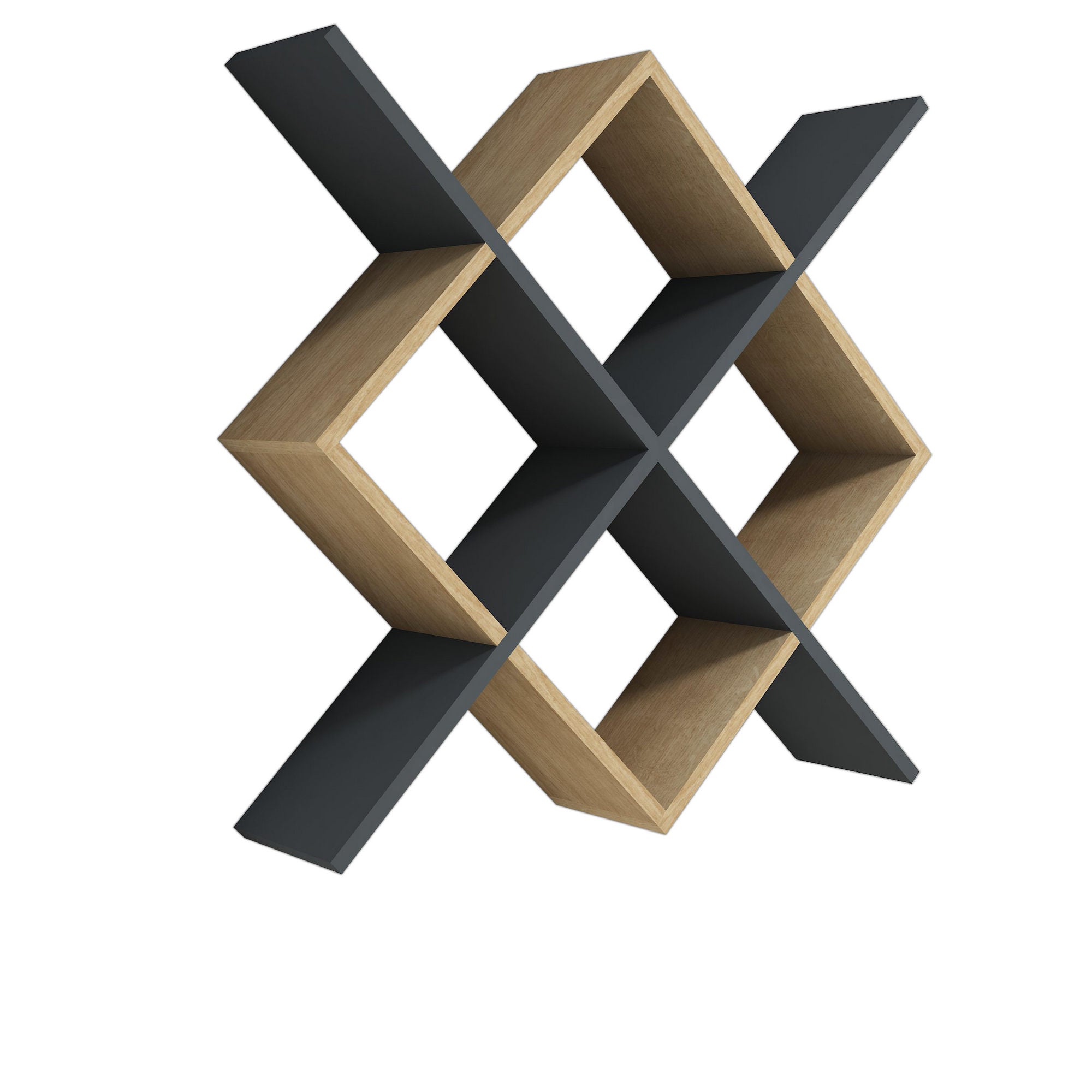 Prateleira de parede – 79cm x 79cm x 19,6cm – Antracite e Safira – Melamina