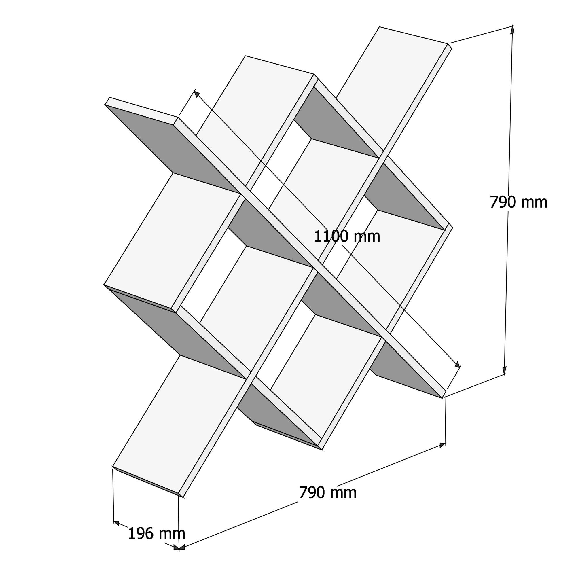 Prateleira de parede – 79cm x 79cm x 19,6cm – Antracite e Safira – Melamina