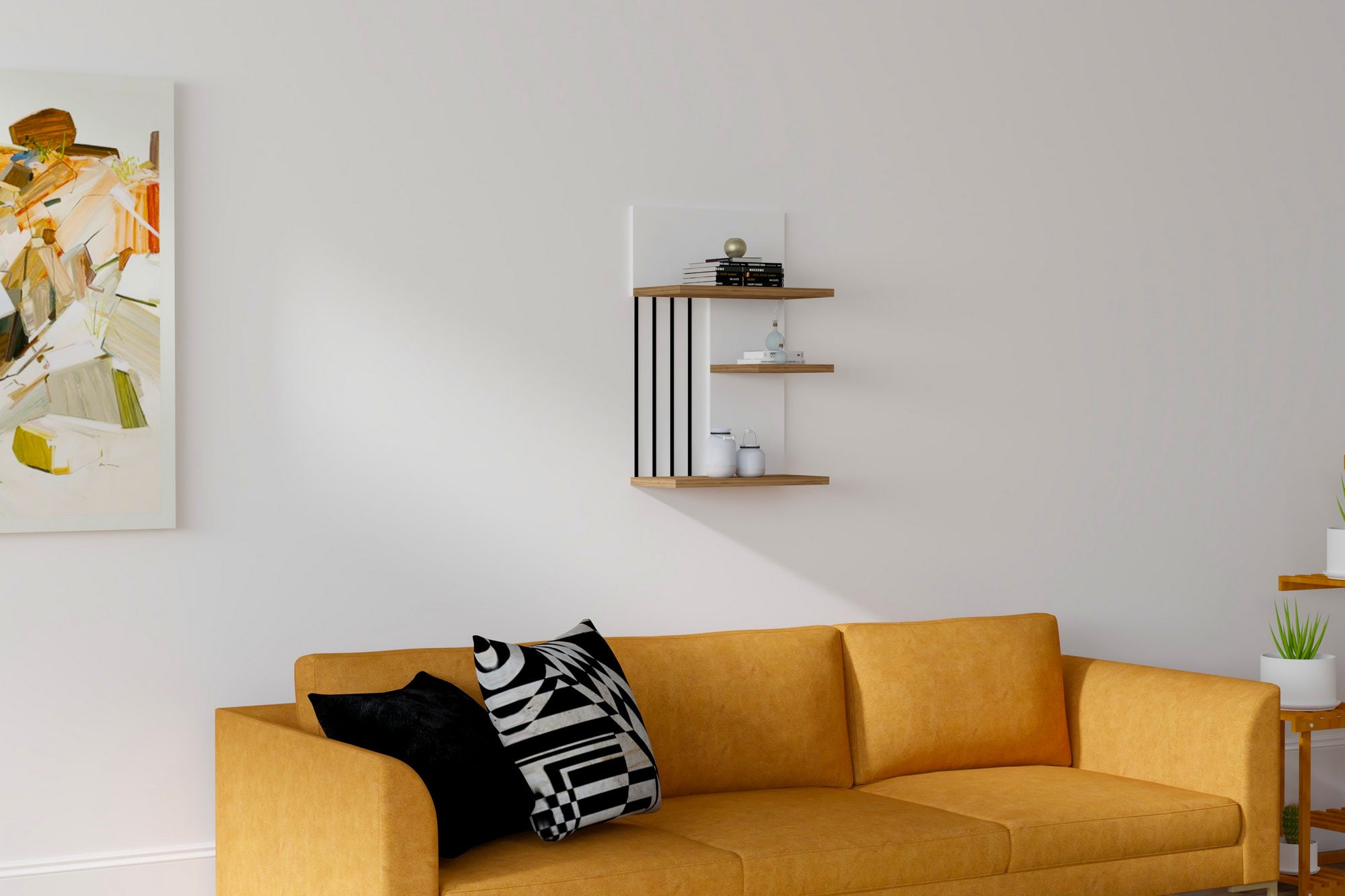 Prateleira de Parede – 40 cm x 60 cm x 21,4 cm – Branco e Nogueira – Painel de Partículas Revestido a Melamina
