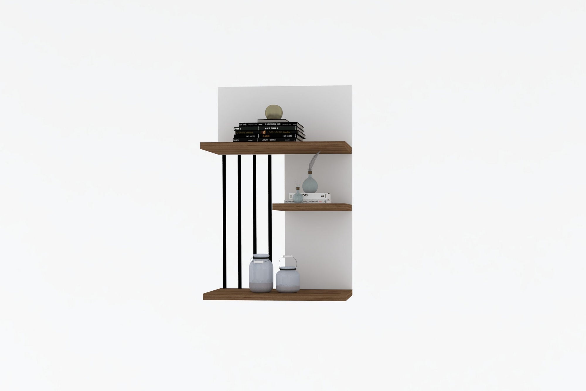 Prateleira de Parede – 40 cm x 60 cm x 21,4 cm – Branco e Nogueira – Painel de Partículas Revestido a Melamina