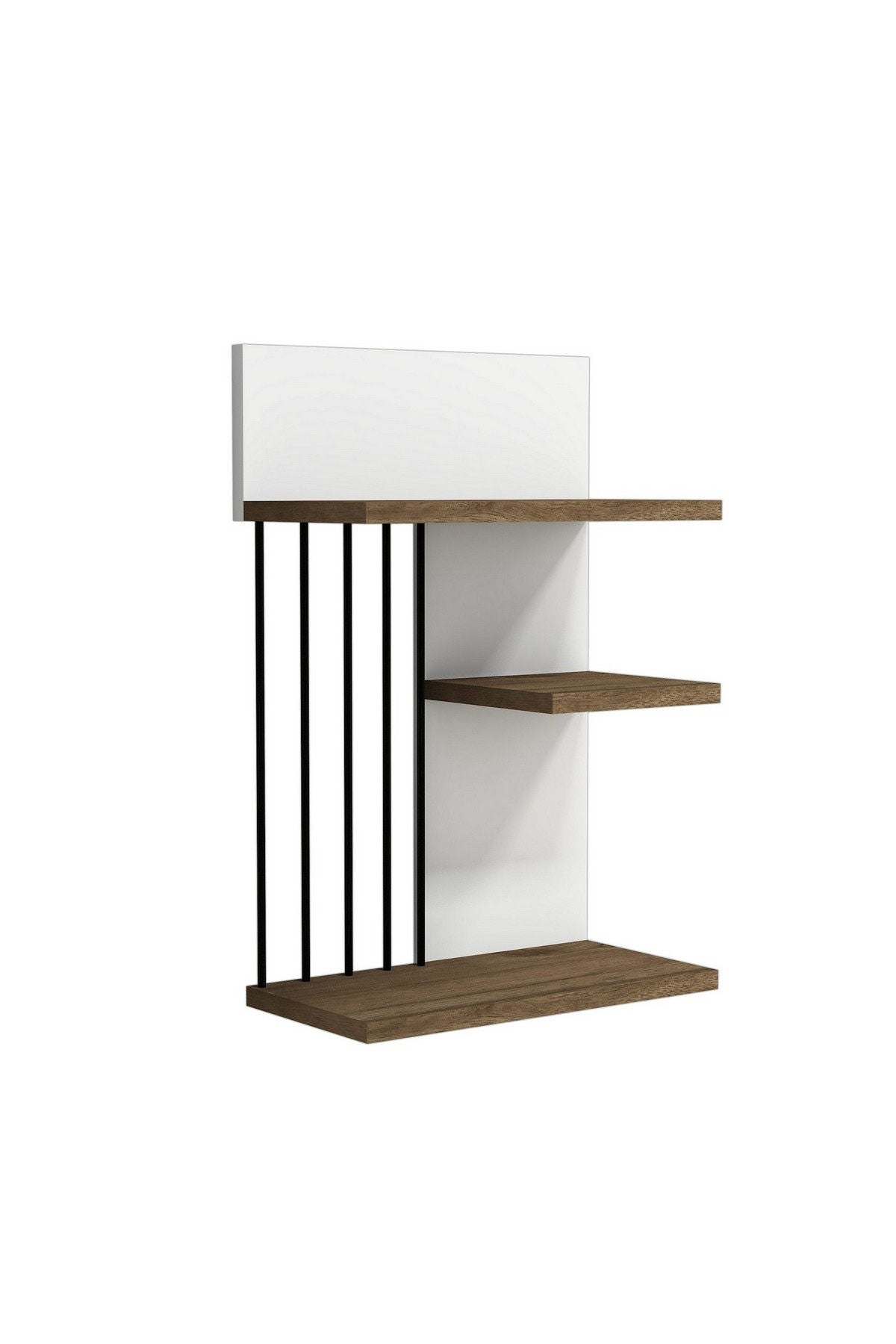 Prateleira de Parede – 40 cm x 60 cm x 21,4 cm – Branco e Nogueira – Painel de Partículas Revestido a Melamina