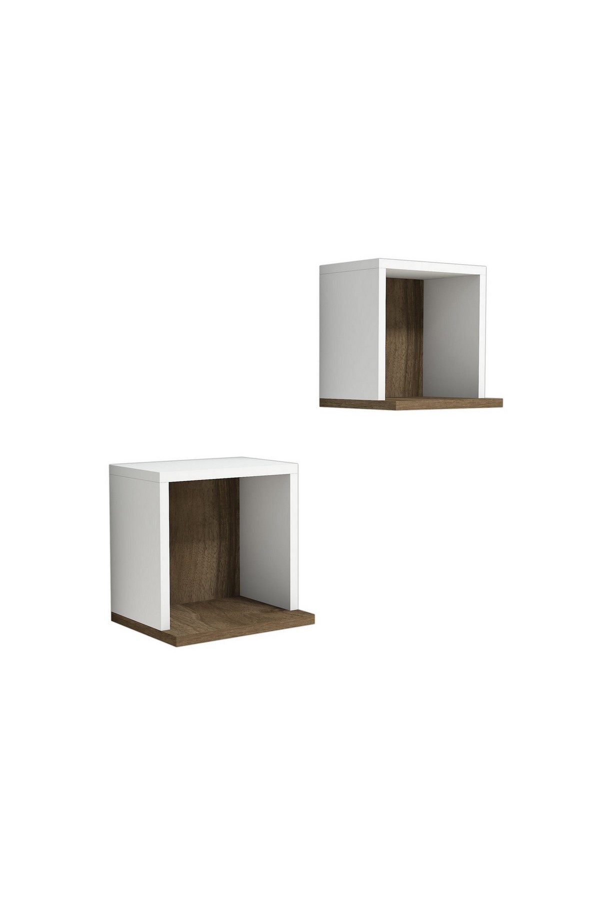 Prateleira de parede – 30 cm x 30 cm x 25 cm – Branco e Nogueira – Painel de partículas revestido a melamina