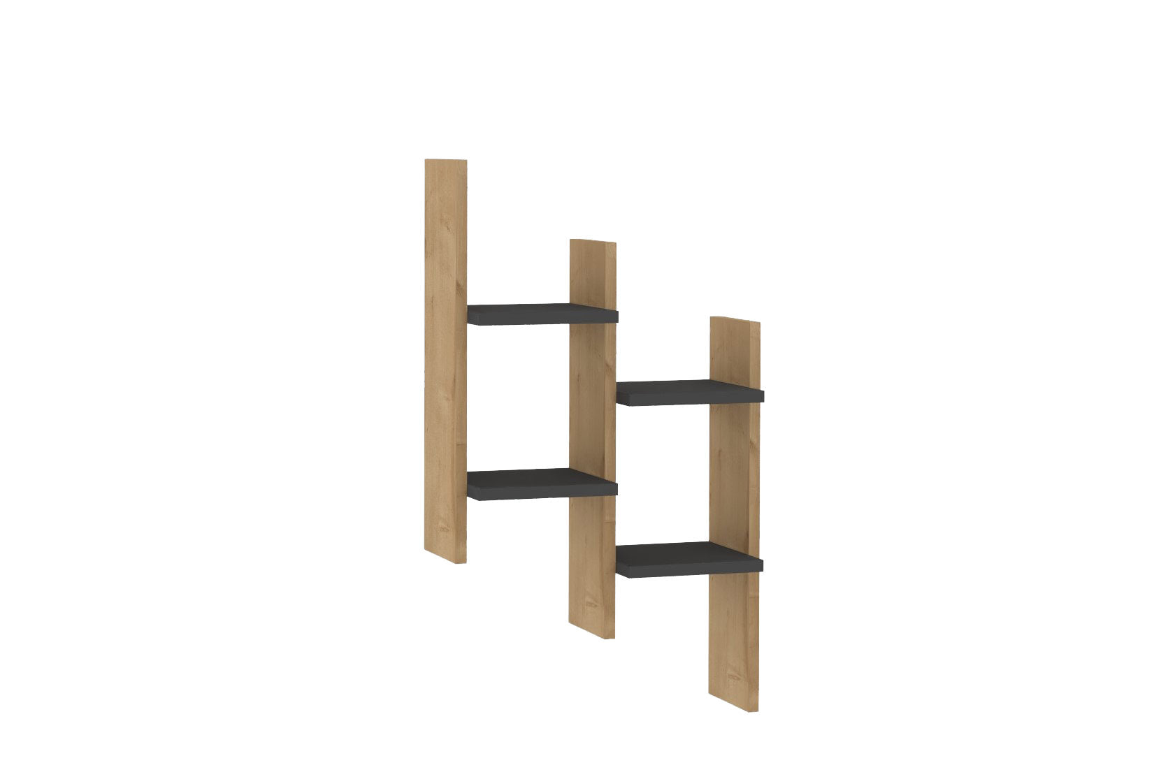 Prateleira de parede – 49,4 cm x 85 cm x 14,5 cm – Carvalho e antracite – Painel de partículas revestido a melamina