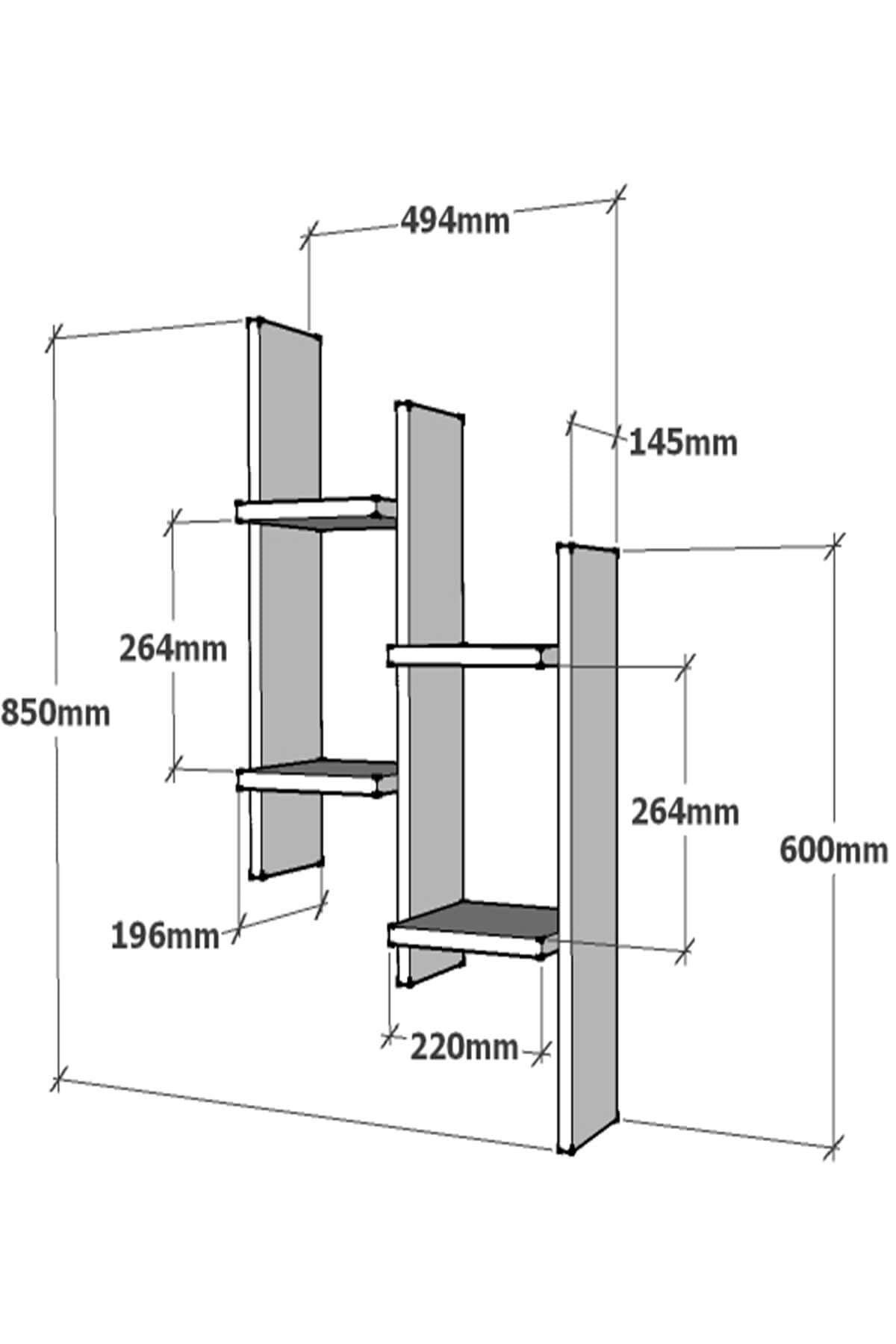 Prateleira de parede – 49,4 cm x 85 cm x 14,5 cm – Carvalho e antracite – Painel de partículas revestido a melamina