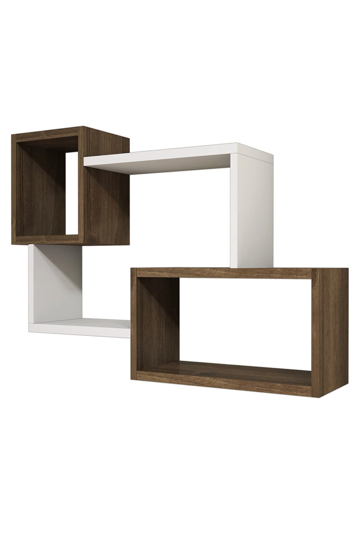 Prateleira de parede – 90.6 cm x 51 cm x 22 cm – Branco e Nogueira – Painel de partículas revestido a melamina