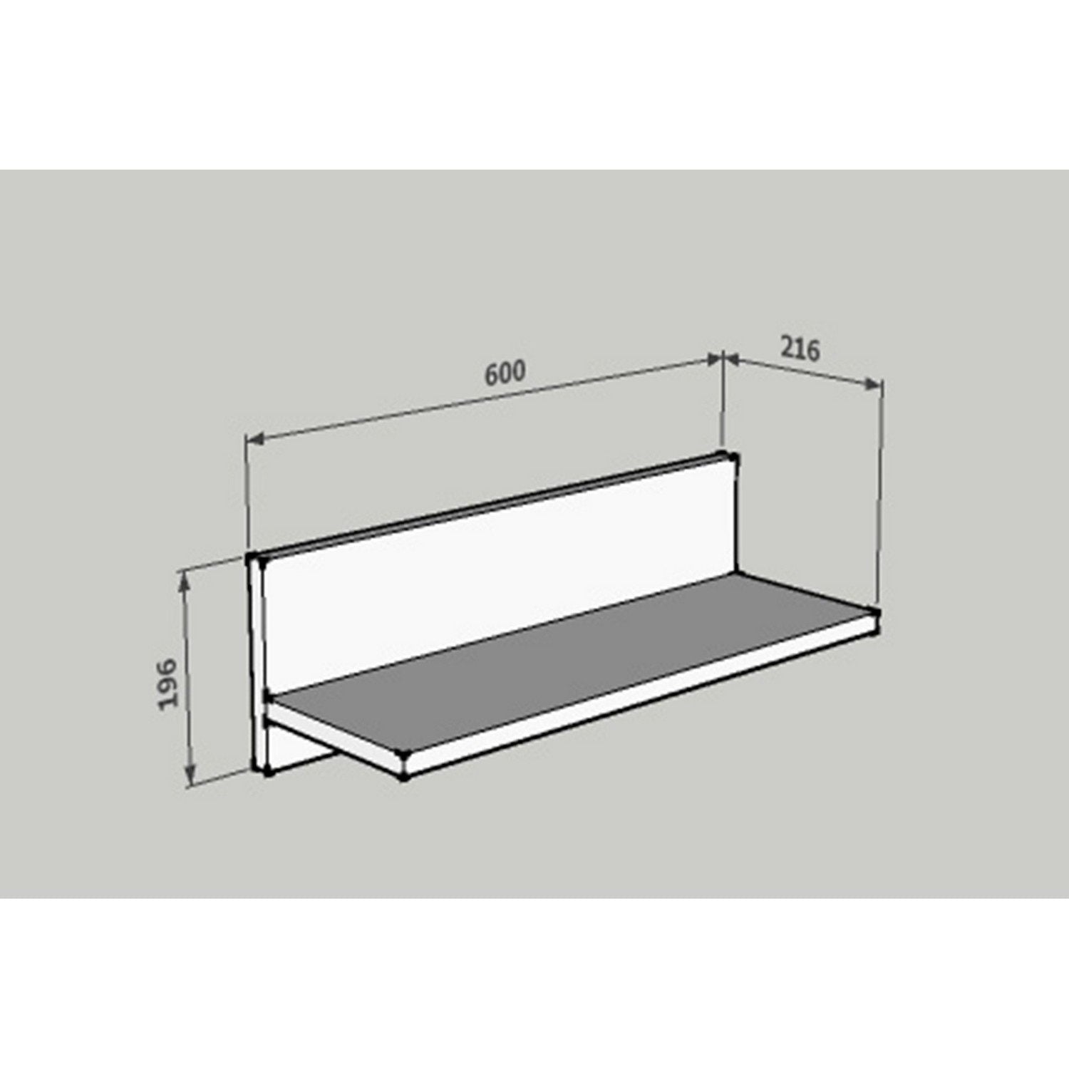 Prateleira de parede – 60 cm x 19,6 cm x 21,6 cm – Branco – painel de partículas revestido a melamina