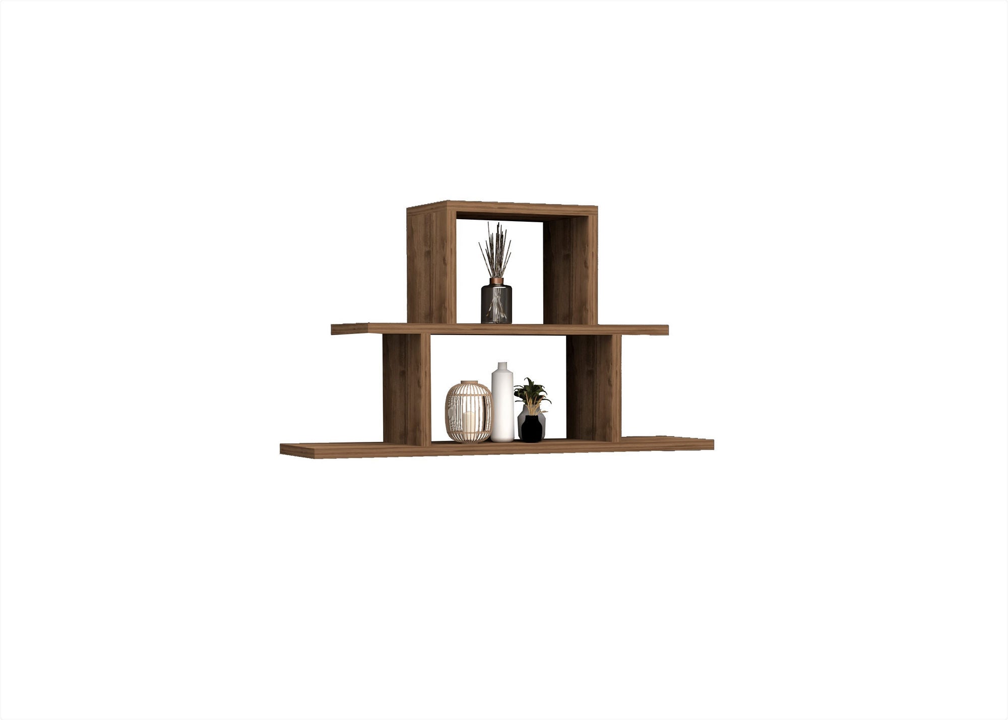 Prateleira de parede – 80 cm x 44,6 cm x 19,6 cm – nogueira – painel de partículas revestido a melamina