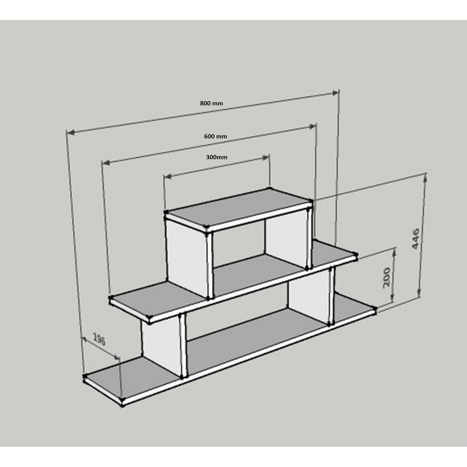 Prateleira de parede – 80 cm x 44,6 cm x 19,6 cm – nogueira – painel de partículas revestido a melamina