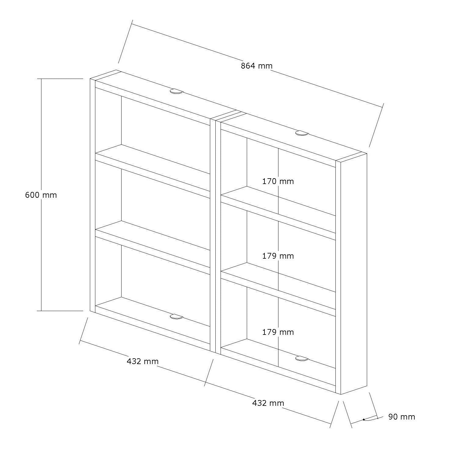 Prateleira de parede – 84,6cm x 60cm x 9cm – Pinho Atlântico – Melamina