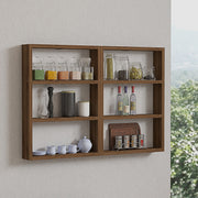 Prateleira de parede – 84.6cm largura, 60cm altura, 9cm profundidade – Nogueira – Painéis de Partículas