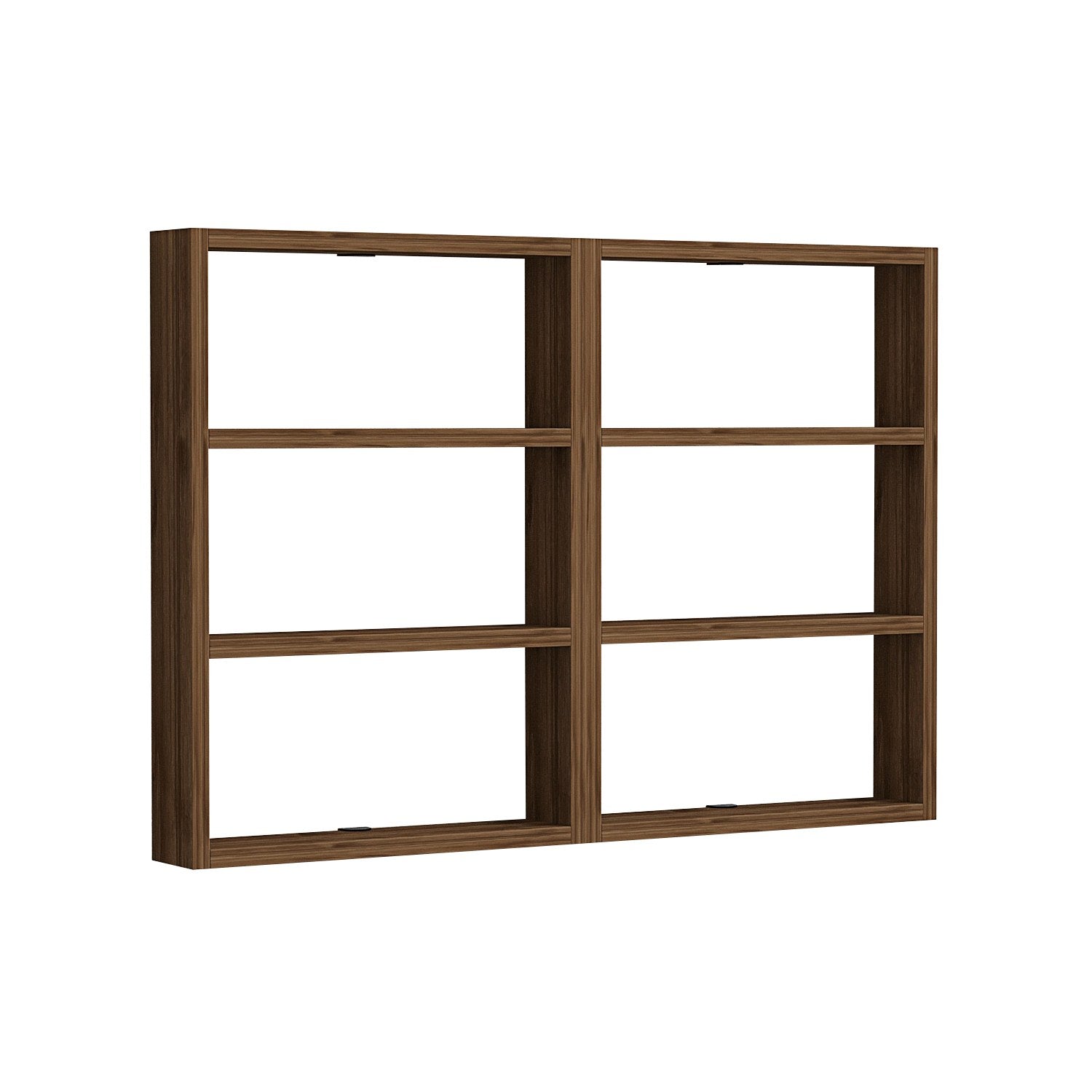 Prateleira de parede – 84.6cm largura, 60cm altura, 9cm profundidade – Nogueira – Painéis de Partículas