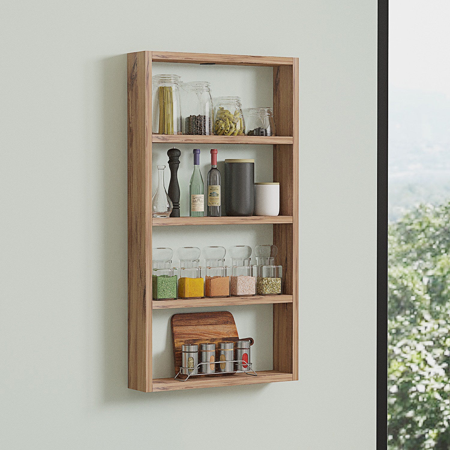 Prateleira de parede em pinho atlântico – 43,2 cm x 80 cm x 9 cm – pinho atlântico – painel de partículas