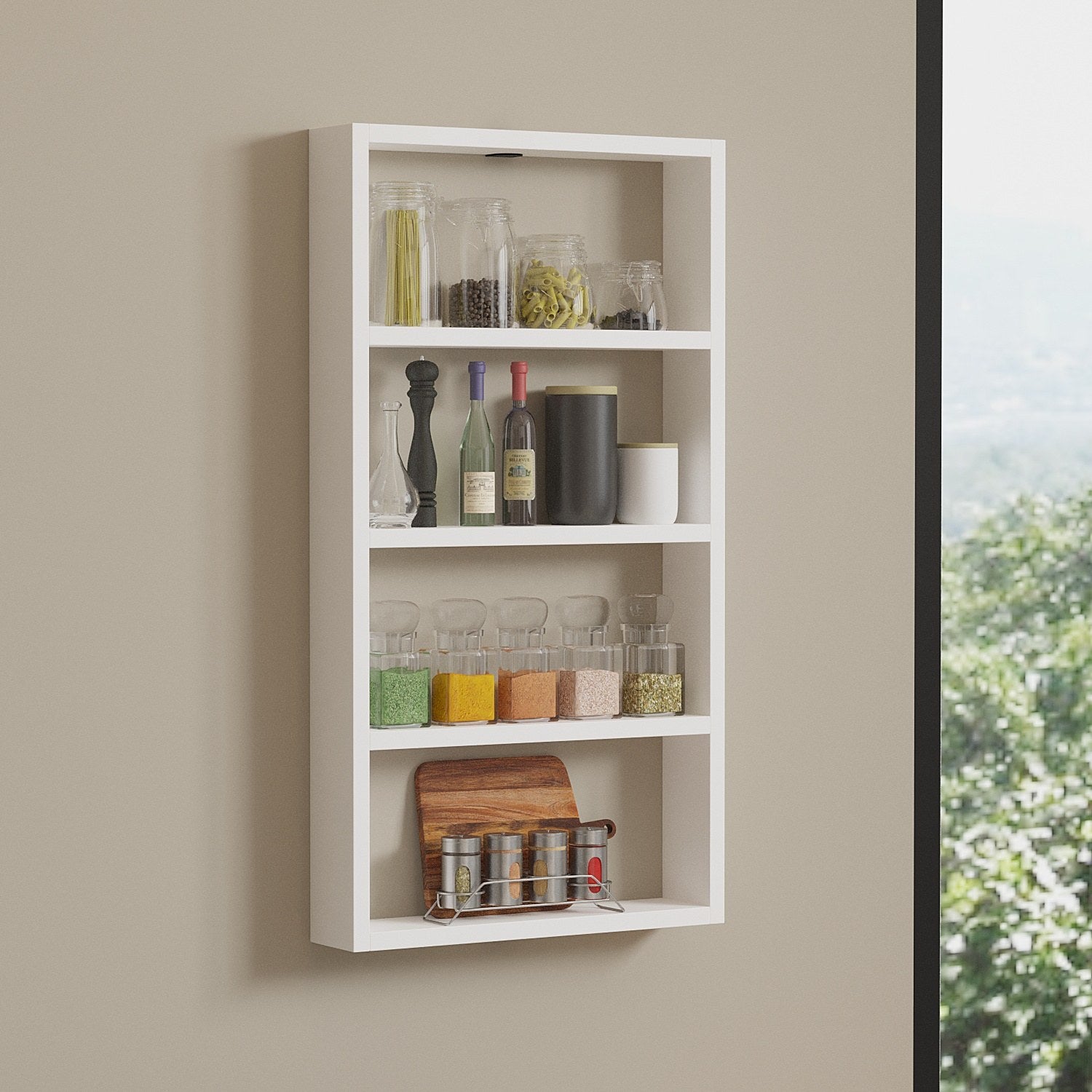 Prateleira de parede – 43.2cm x 80cm x 9cm – Branco – Painéis de partículas revestidos a melamina